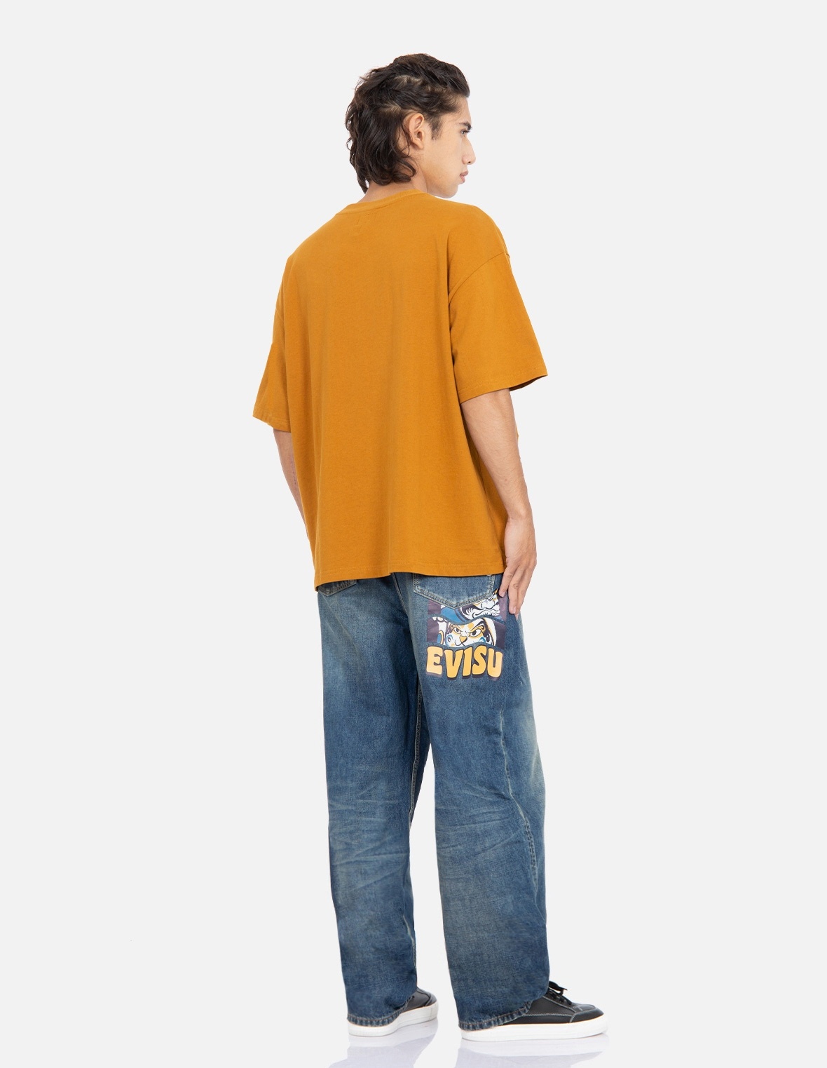 FORTUNE CAT AND DARUMA PRINT RELAX-FIT JEANS - 3