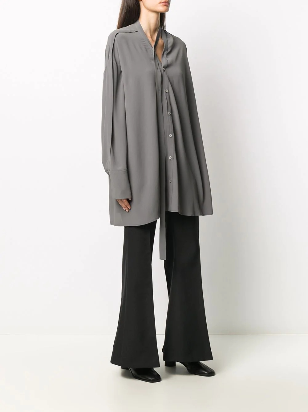 draped tie buttoned blouse - 3