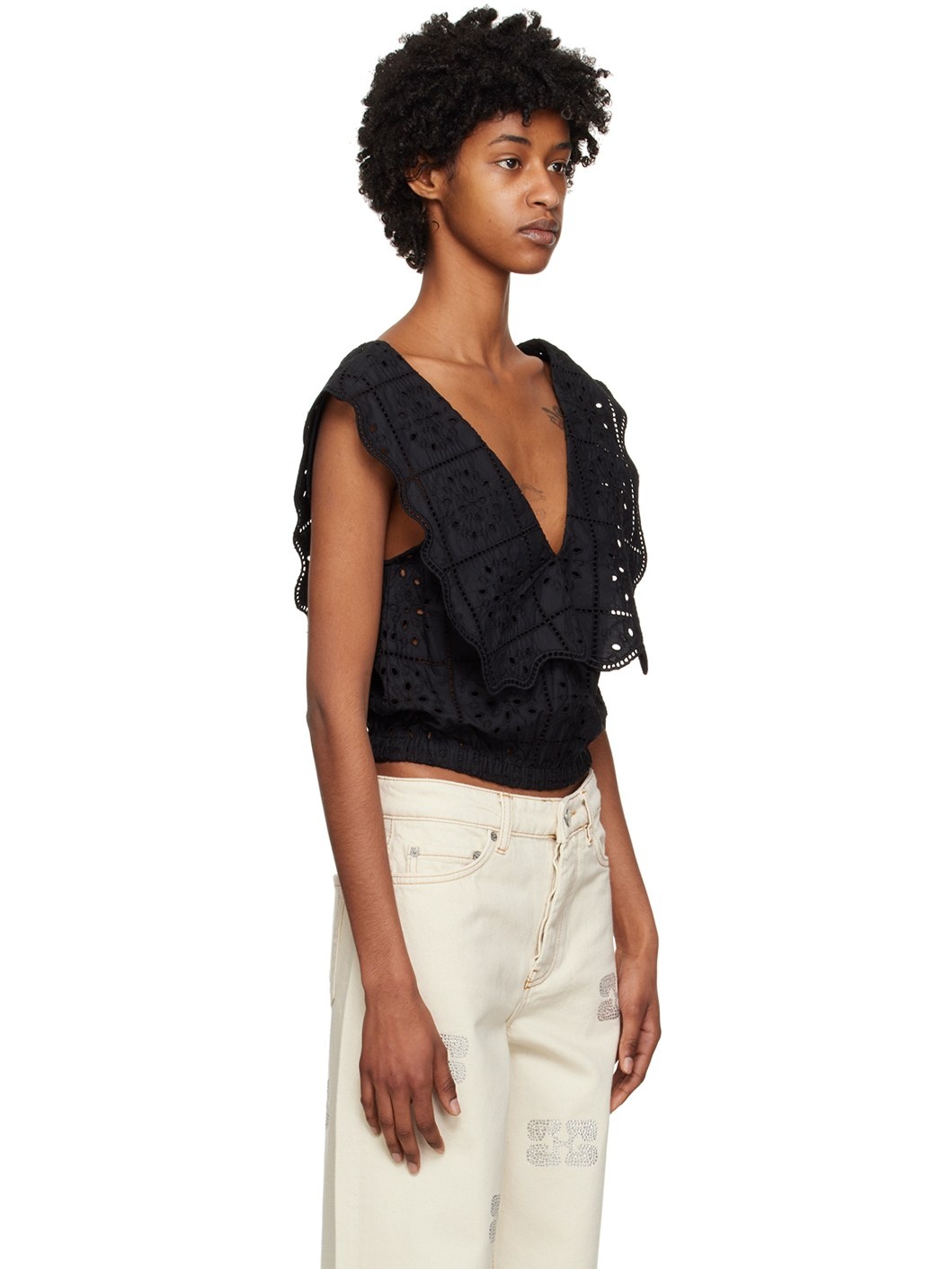 Black Rhythm Collar Tank Top - 2