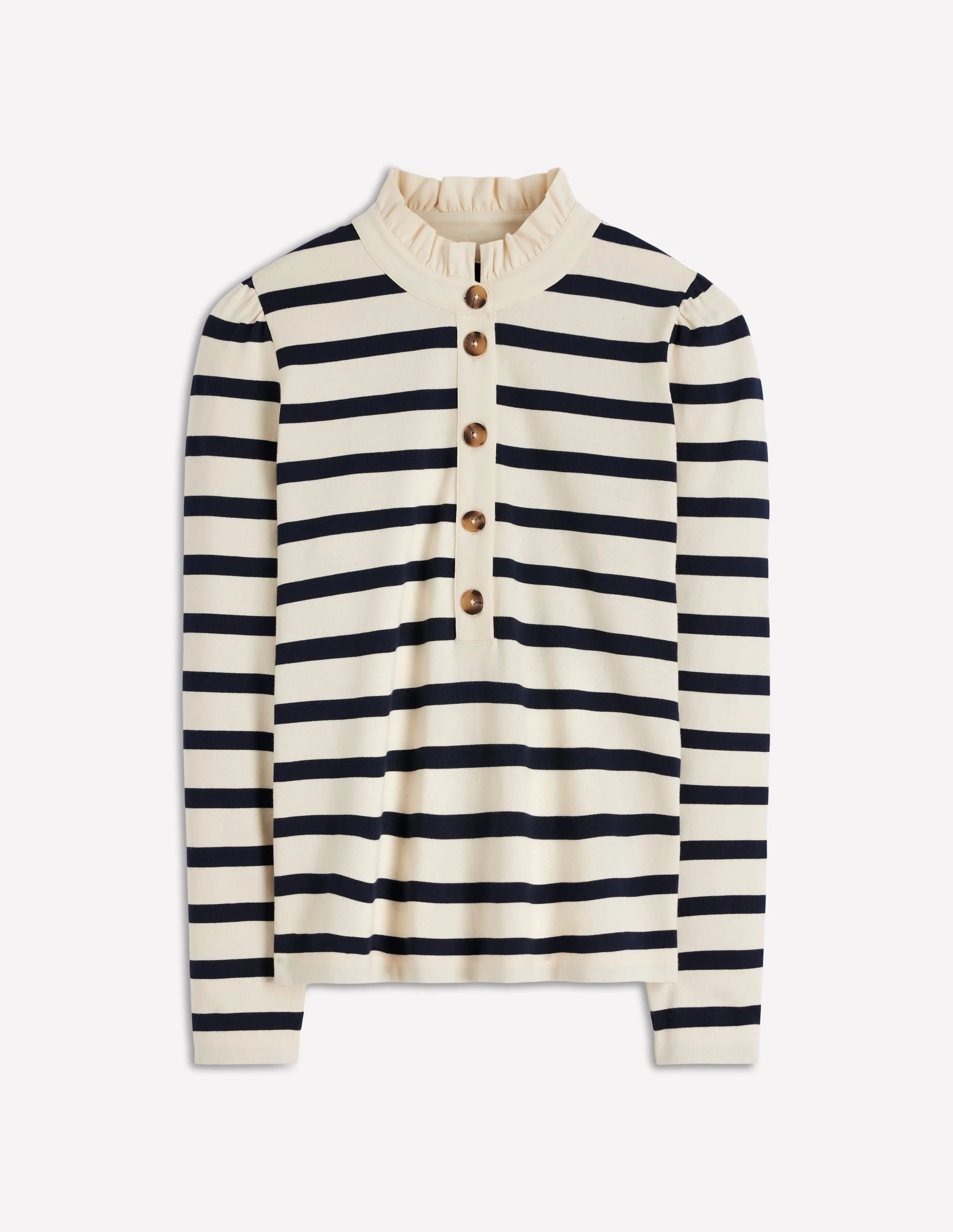 Ruffle Collar Mariner-Ivory and Navy Stripe - 1