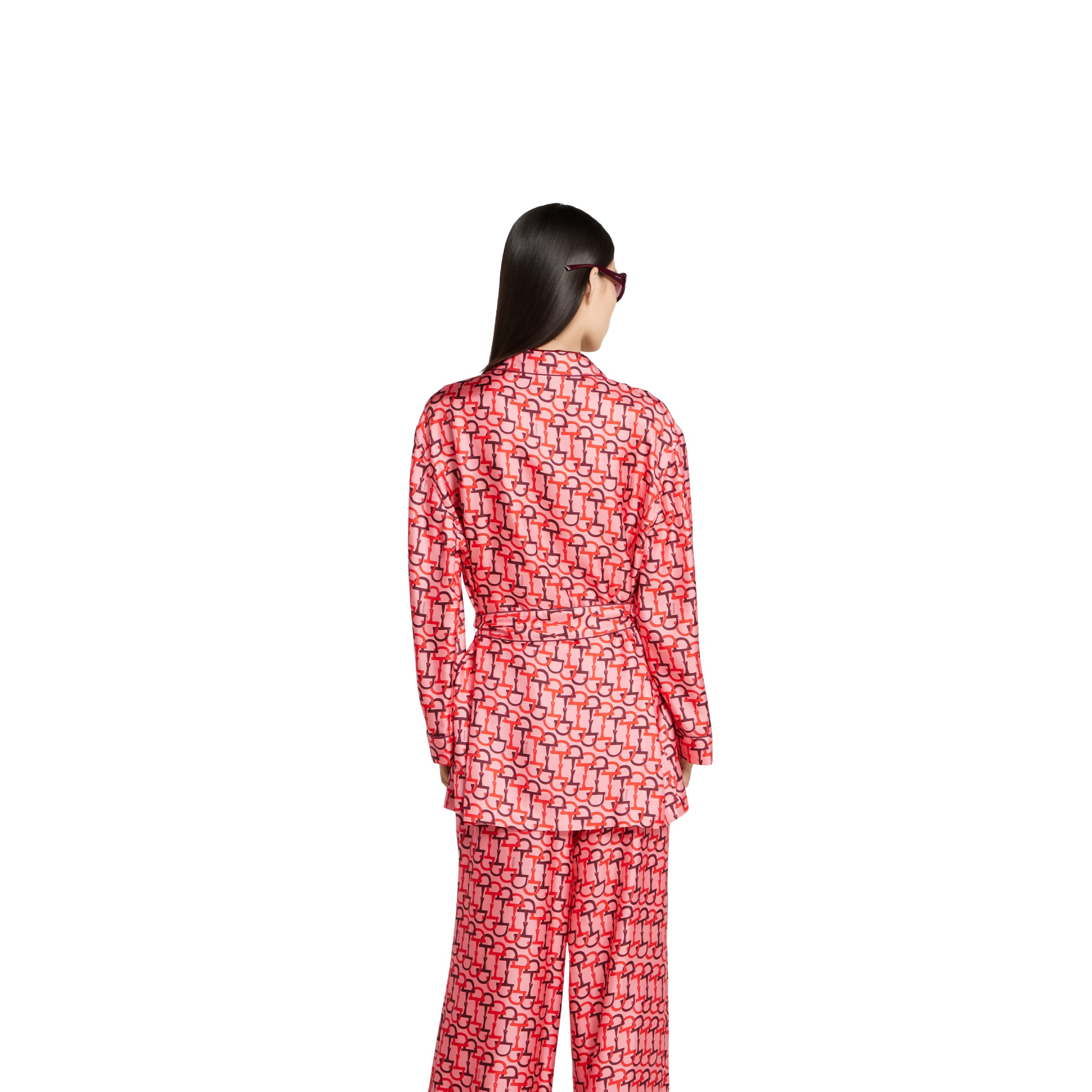 Printed silk shirt with self-tie - 4
