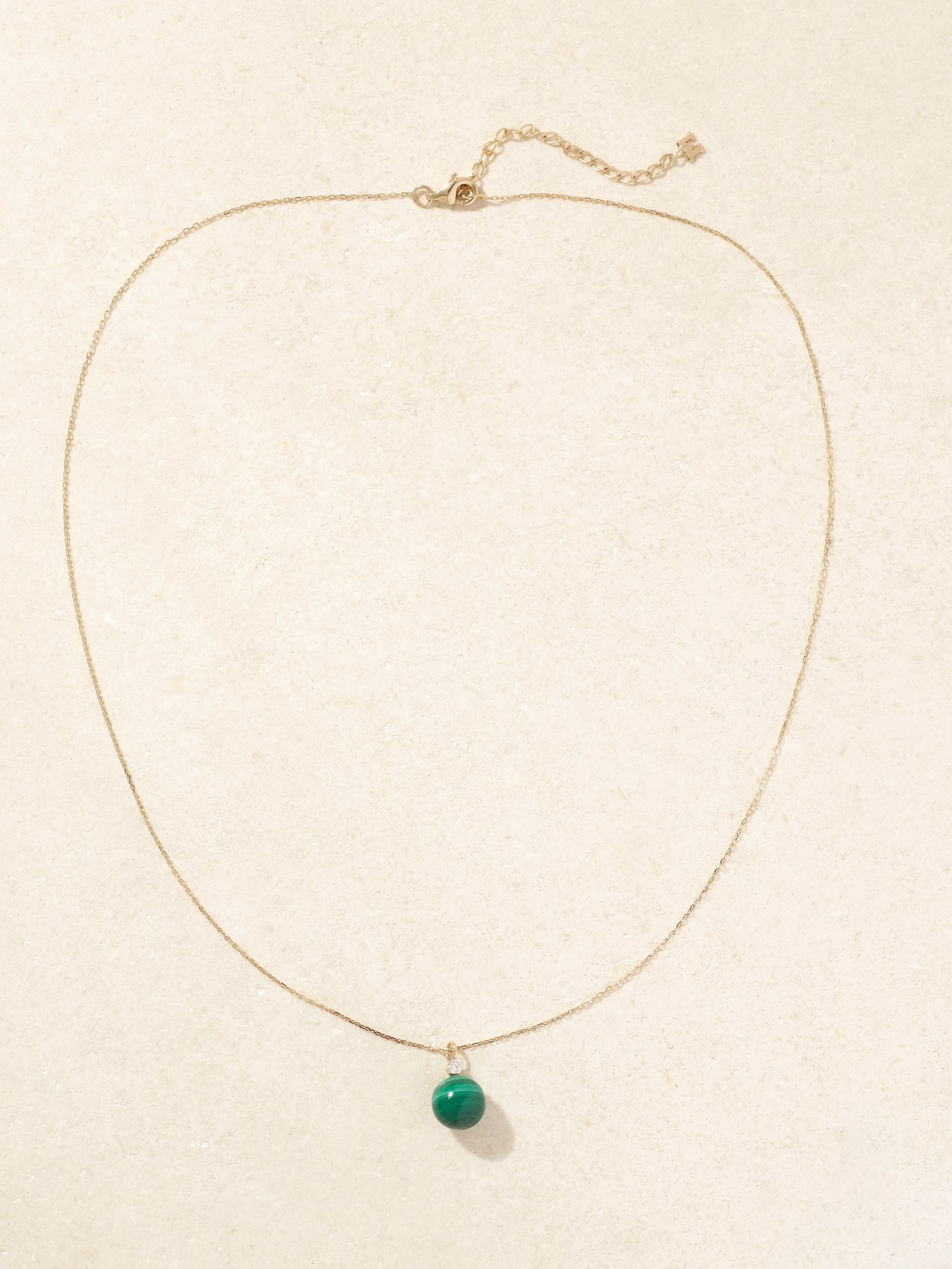 14-karat gold, malachite and diamond necklace Gold - 4