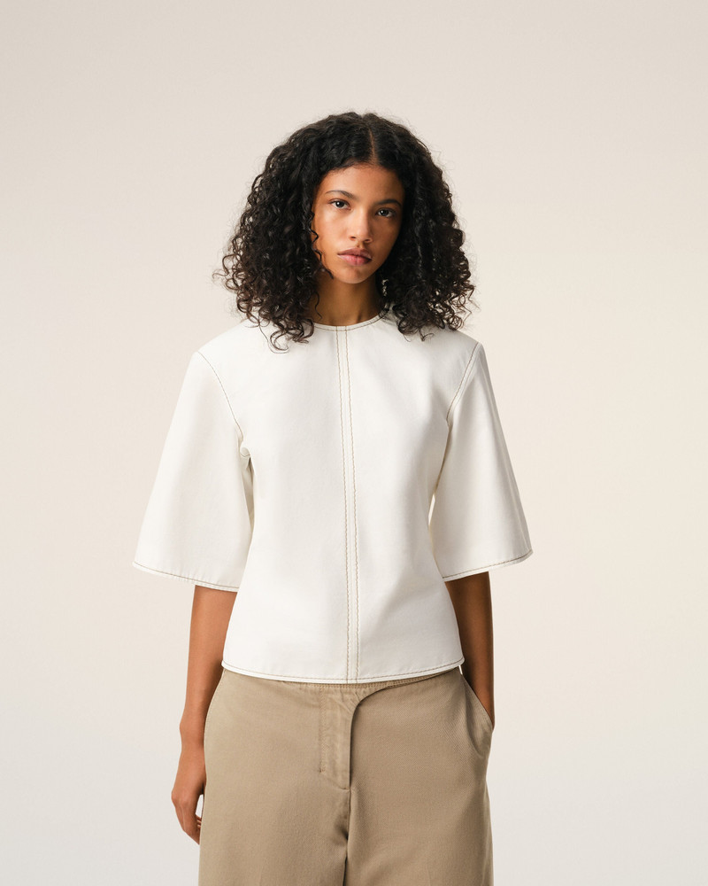 WHITE COTTON SHORT SLEEVES FITTED TOP 3