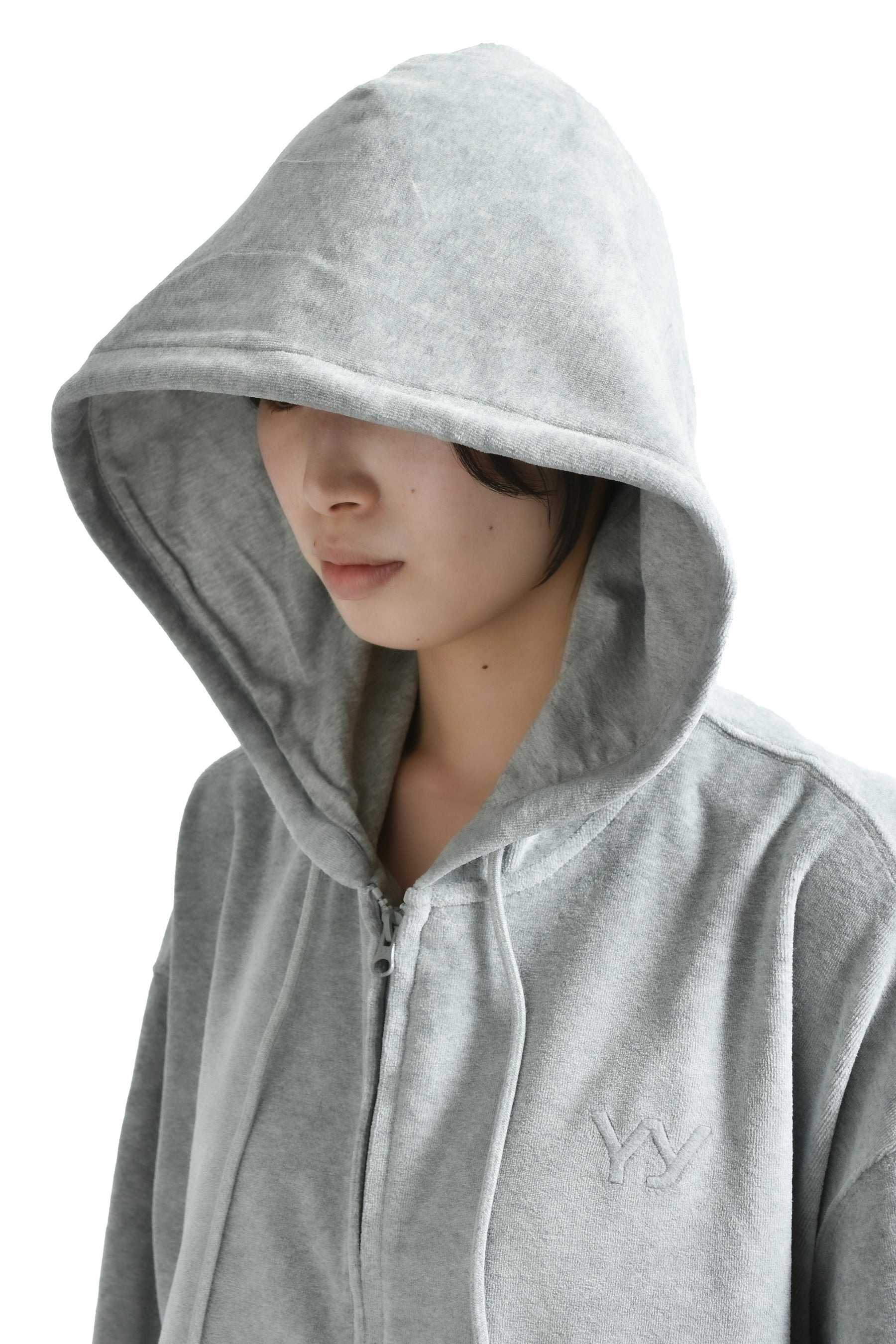 VELOUR BOX HOODIE / GRY - 4