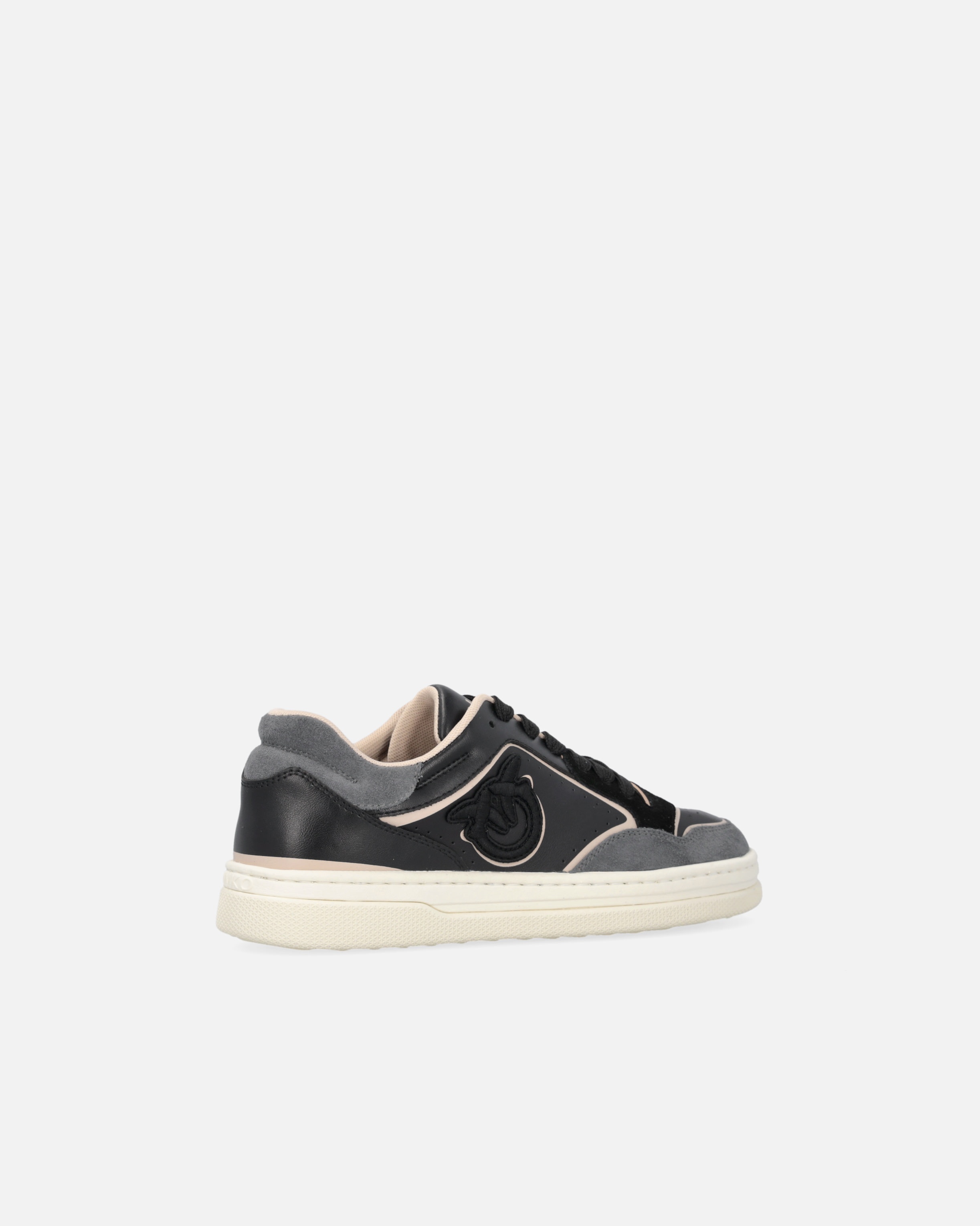 FLAT LEATHER SNEAKERS WITH EMBROIDERED LOGO - 3
