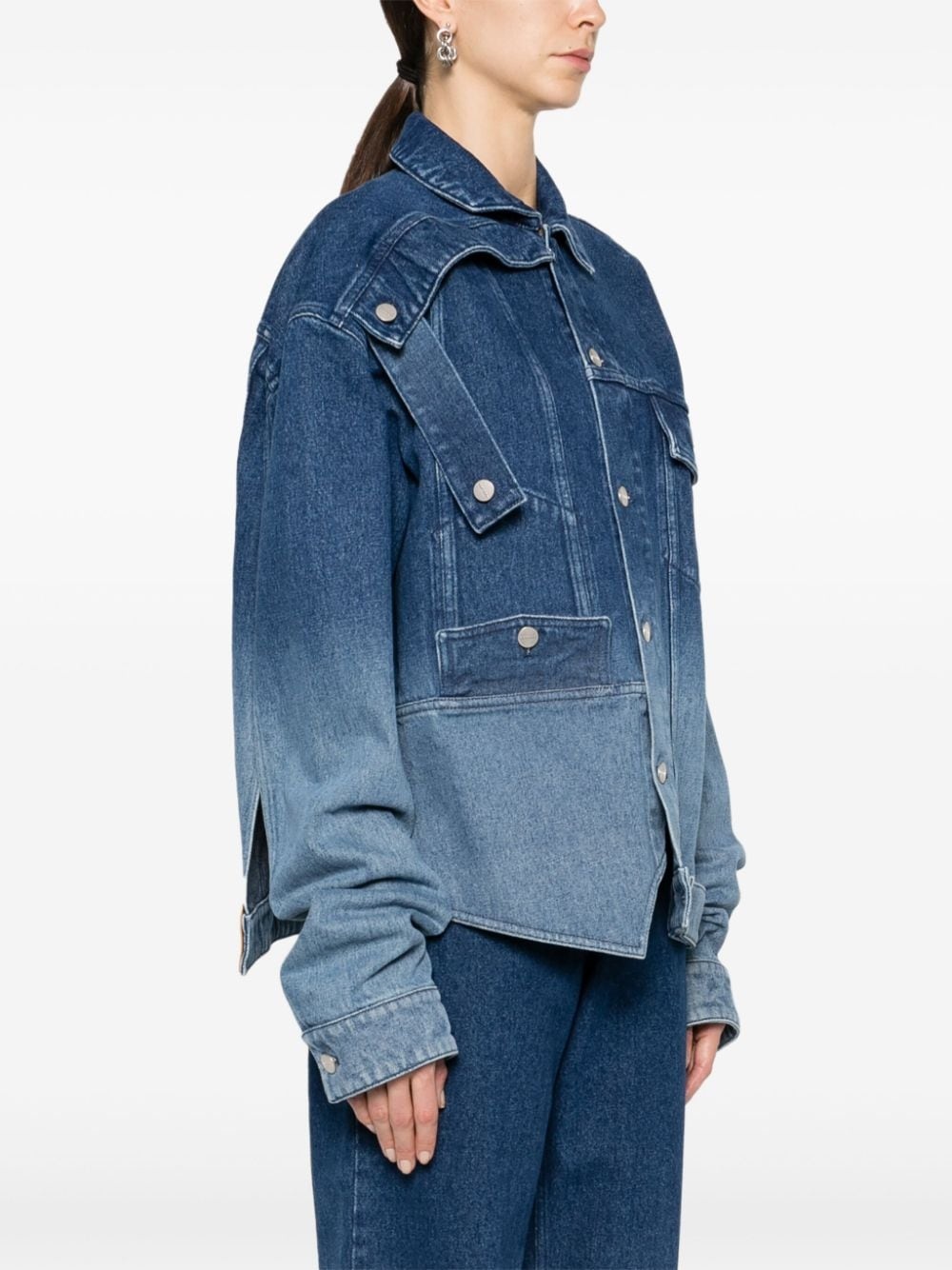 asymmetric deconstructed denim jacket - 3