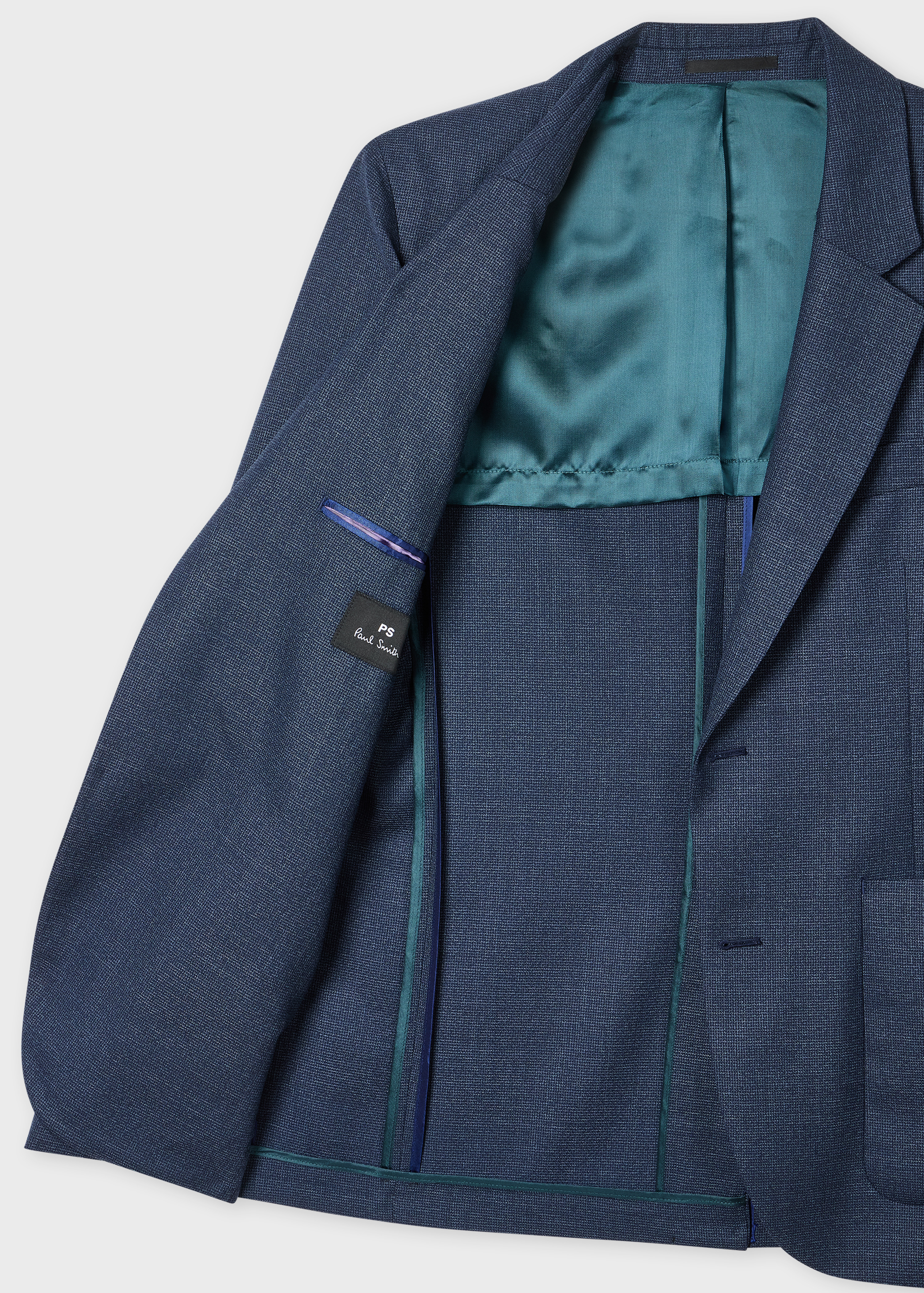 Navy Wool-Blend Micro-Check Blazer - 4