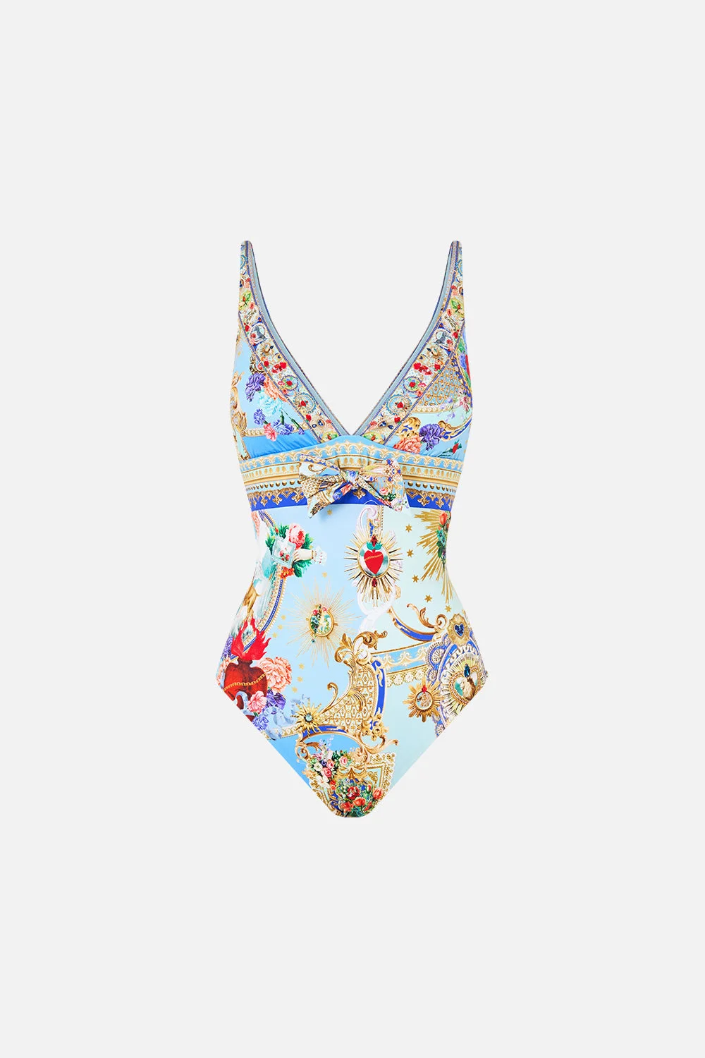 HIGH TRI ONE PIECE W EYELET TIE FRONT TRIM VERSES IN VINTAGE - 1