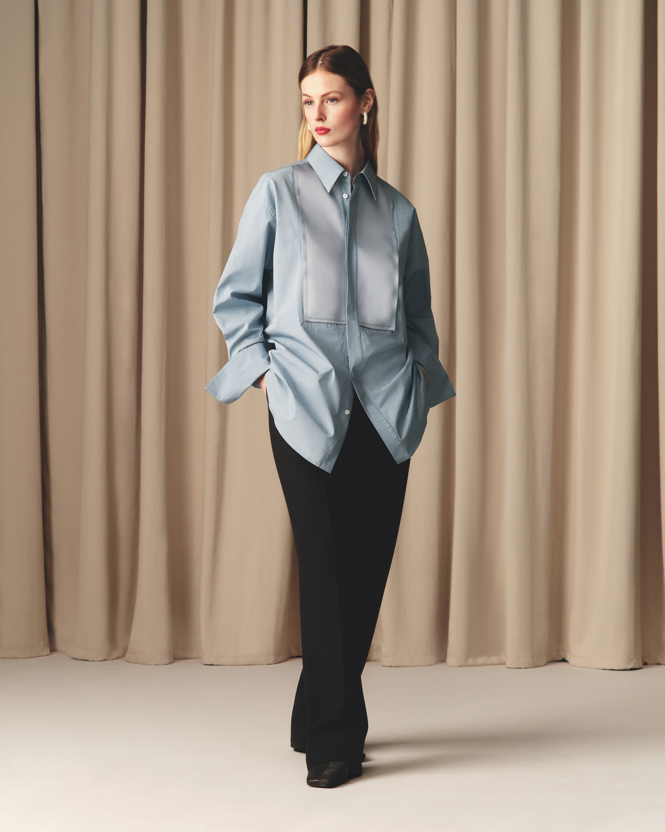 BLUE COTTON OVERSIZED SHIRT - 7
