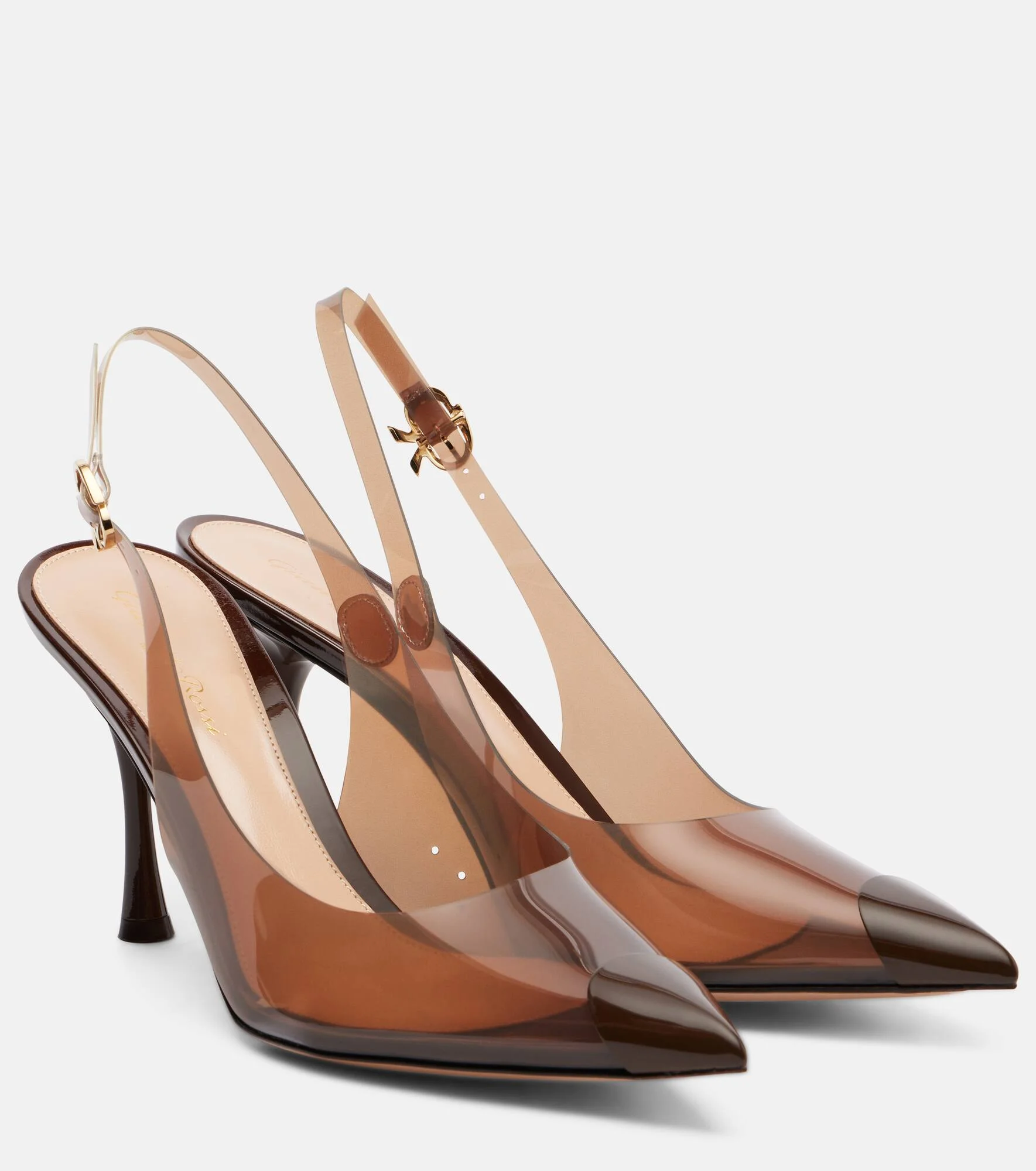 Diana 95 leather-trimmed slingback pumps - 1