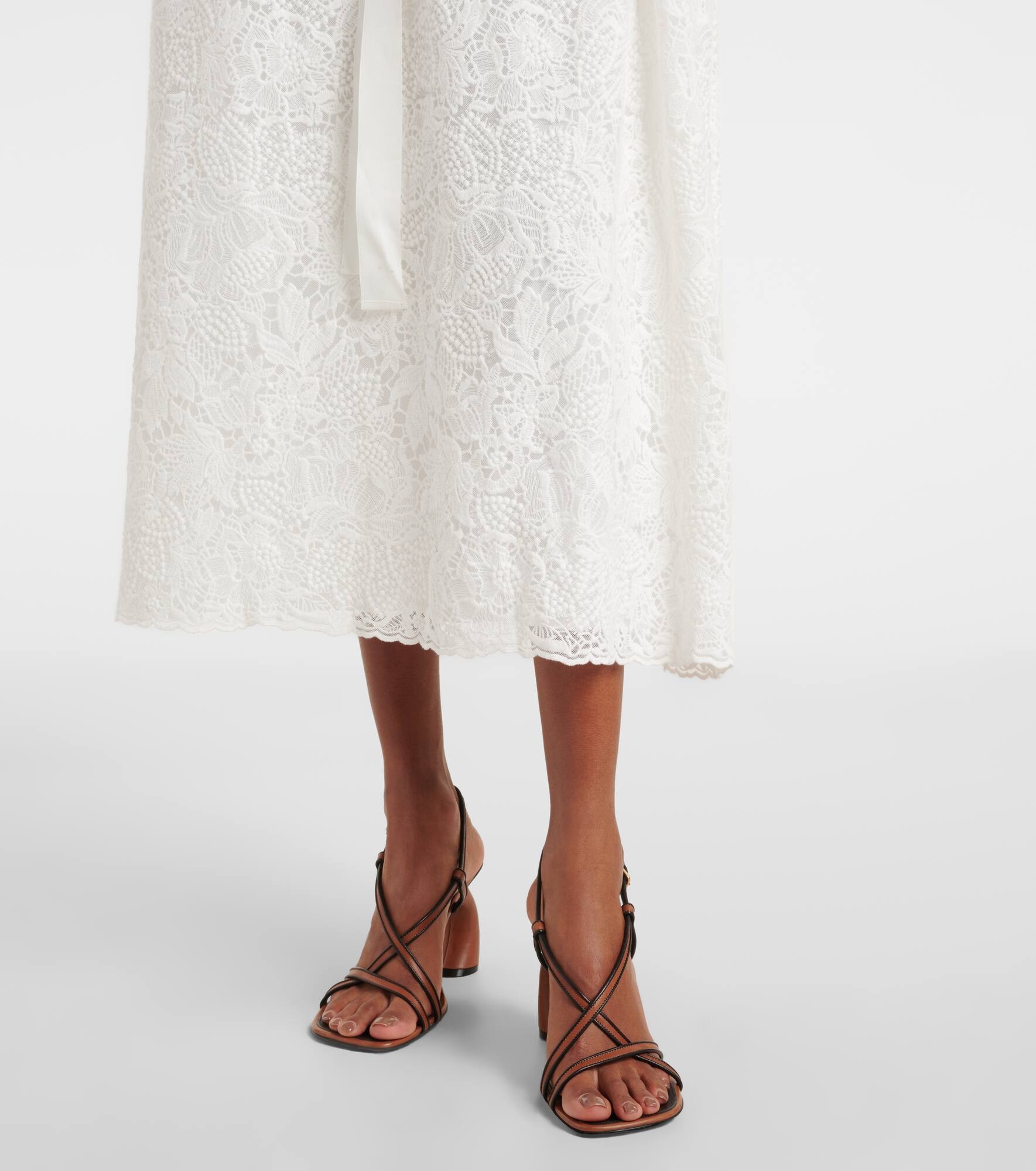 Embroidered cotton lace midi dress - 6