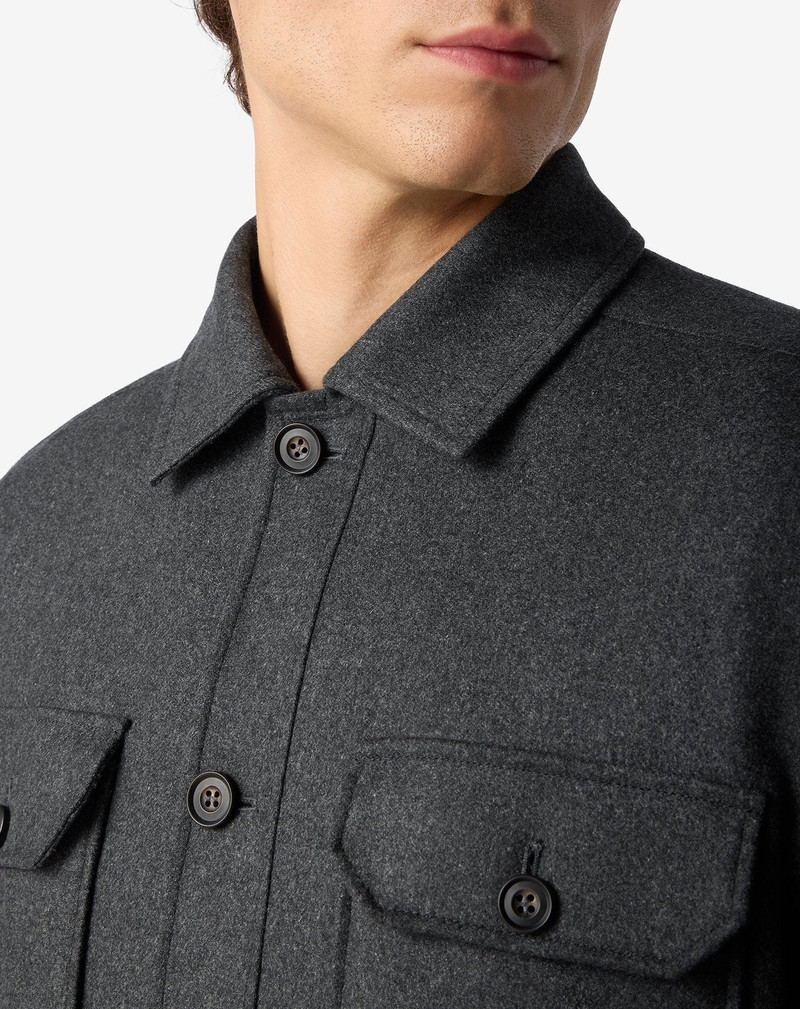 Anthracite grey stretch cashmere overshirt 4