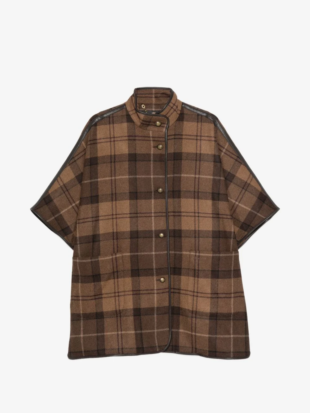 Judith tartan-check cape jacket - 1