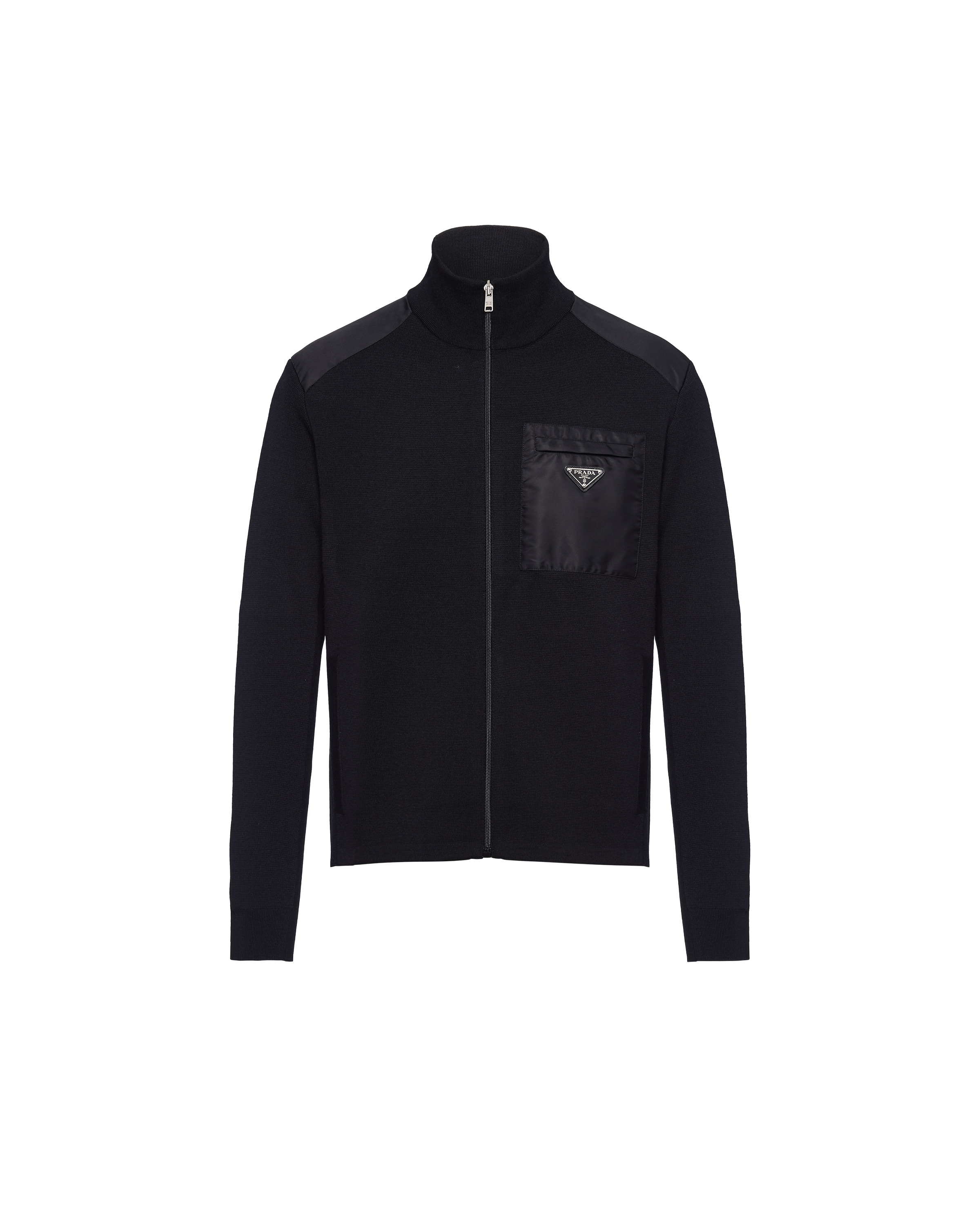 Re-Nylon Gabardine and wool knit cardigan - 1