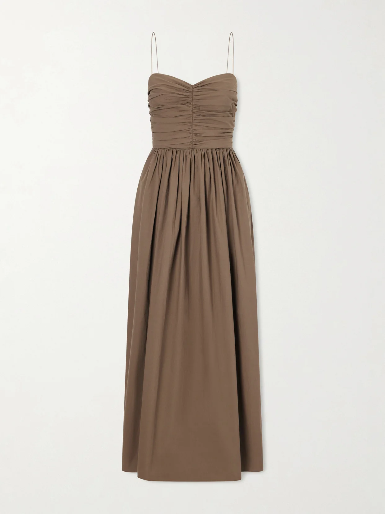 Gathered Organic Cotton-poplin Midi Dress - 1