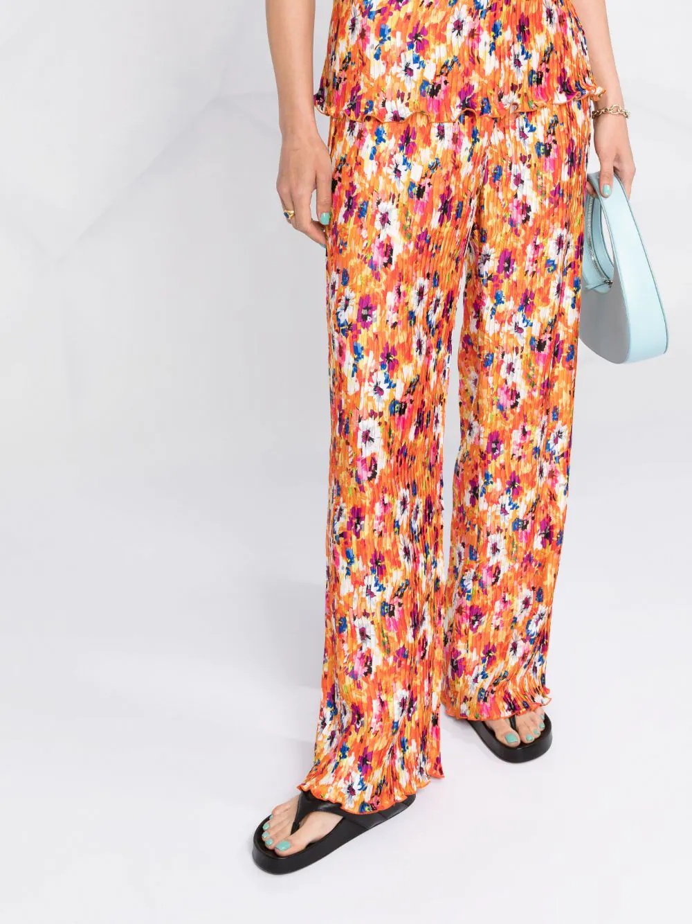 pleated floral-print trousers - 5