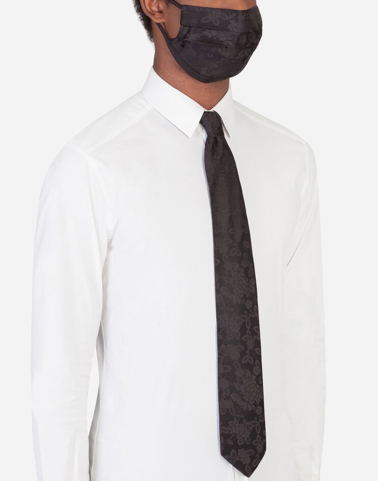 Floral jacquard face mask and tie set - 1