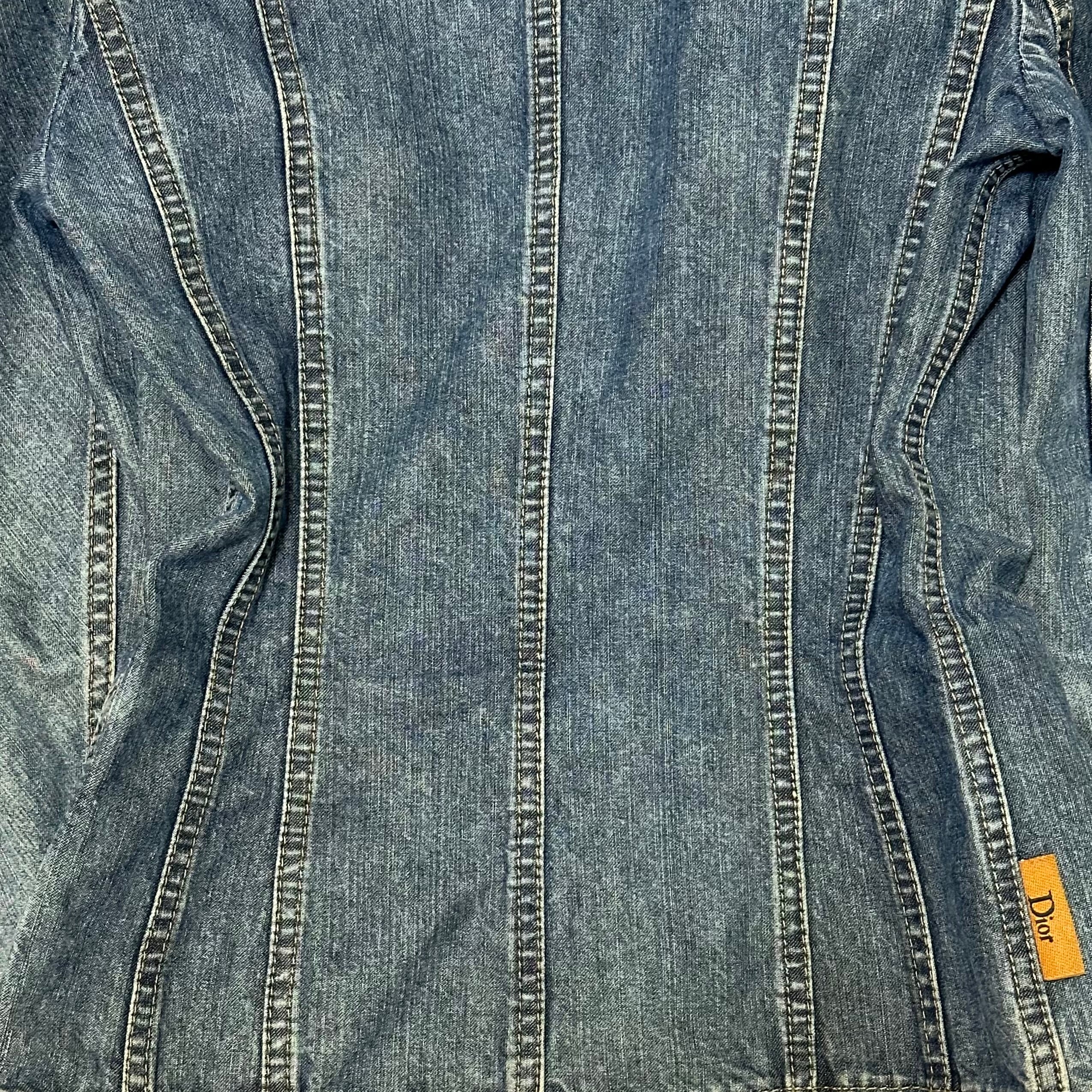 CHRISTIAN DIOR Spring Summer 2005 Floral Embellished Denim Bar Jacket - 4