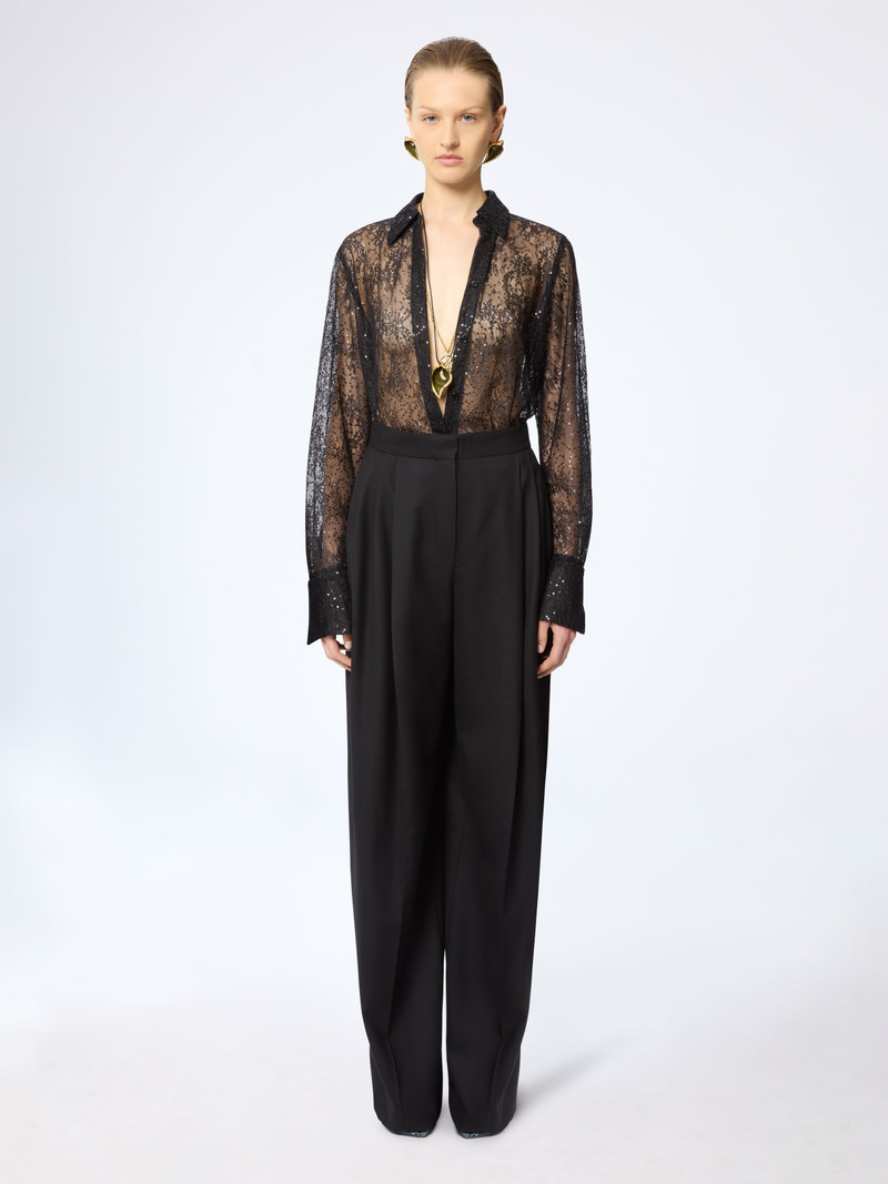See-Through Sequins Shirt With Bell Cuffs 1