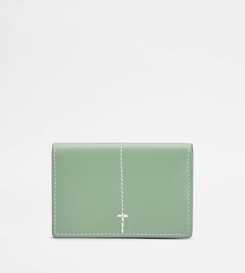 BUSINESS CARD HOLDER IN LEATHER - GREEN 1