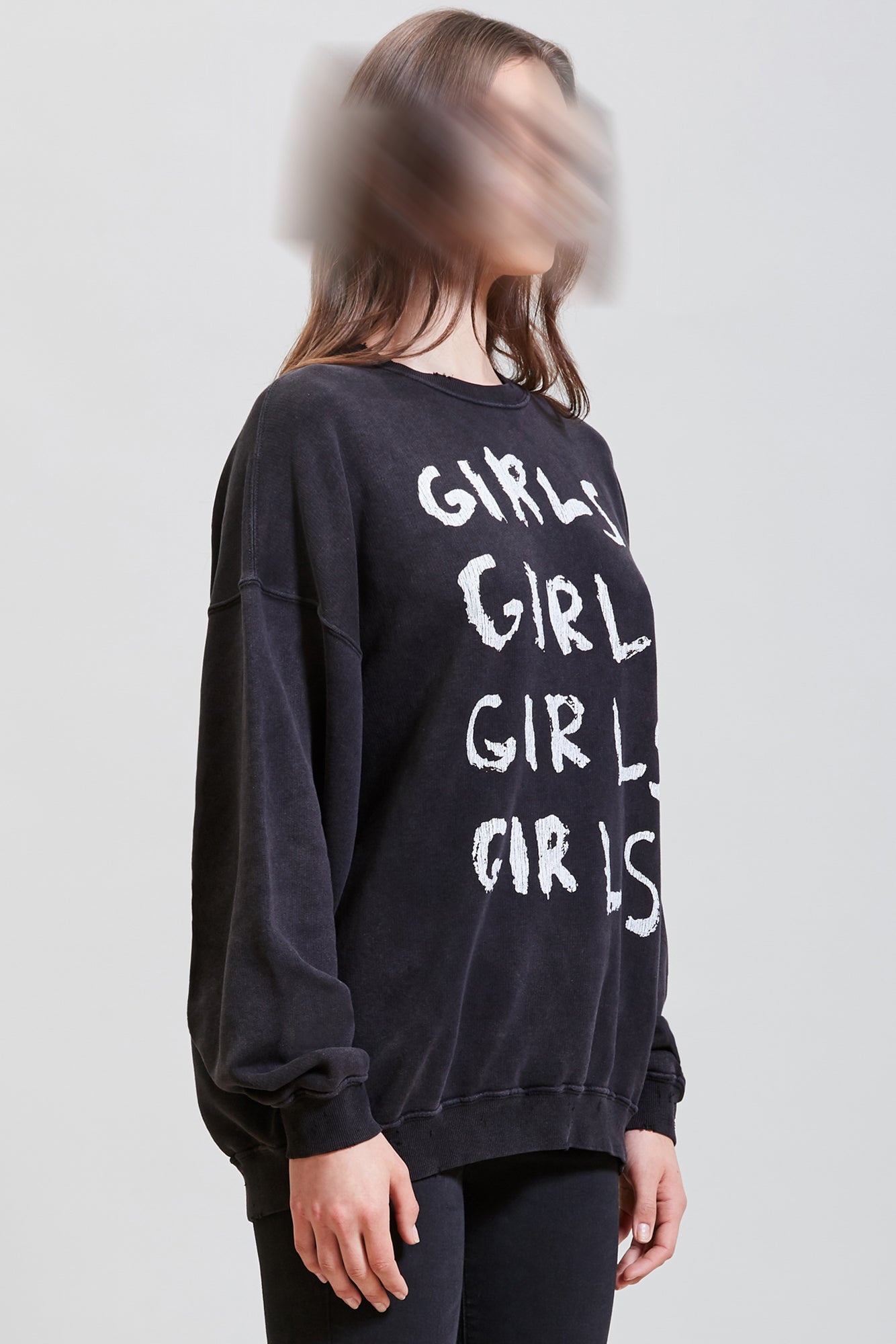 GIRLS GIRLS OVERSIZED CREWNECK - ACID BLACK | R13 - 4