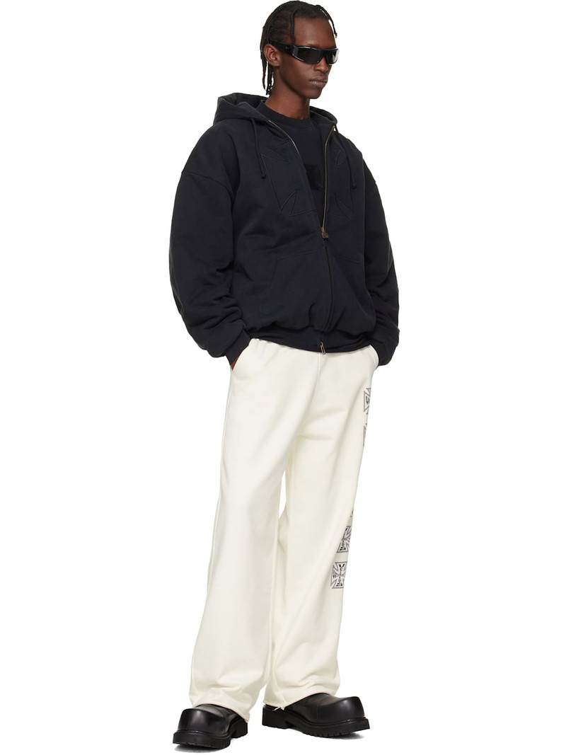 VETEMENTS Black Embroidered Cross Padded Zip-Up Hoodie outlook