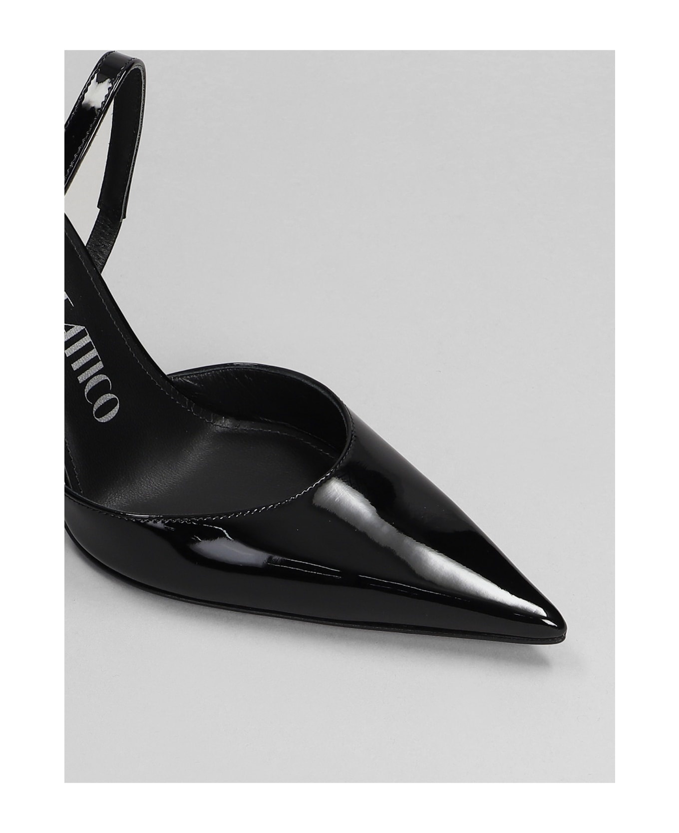 Black Leather Ester Pumps - 5