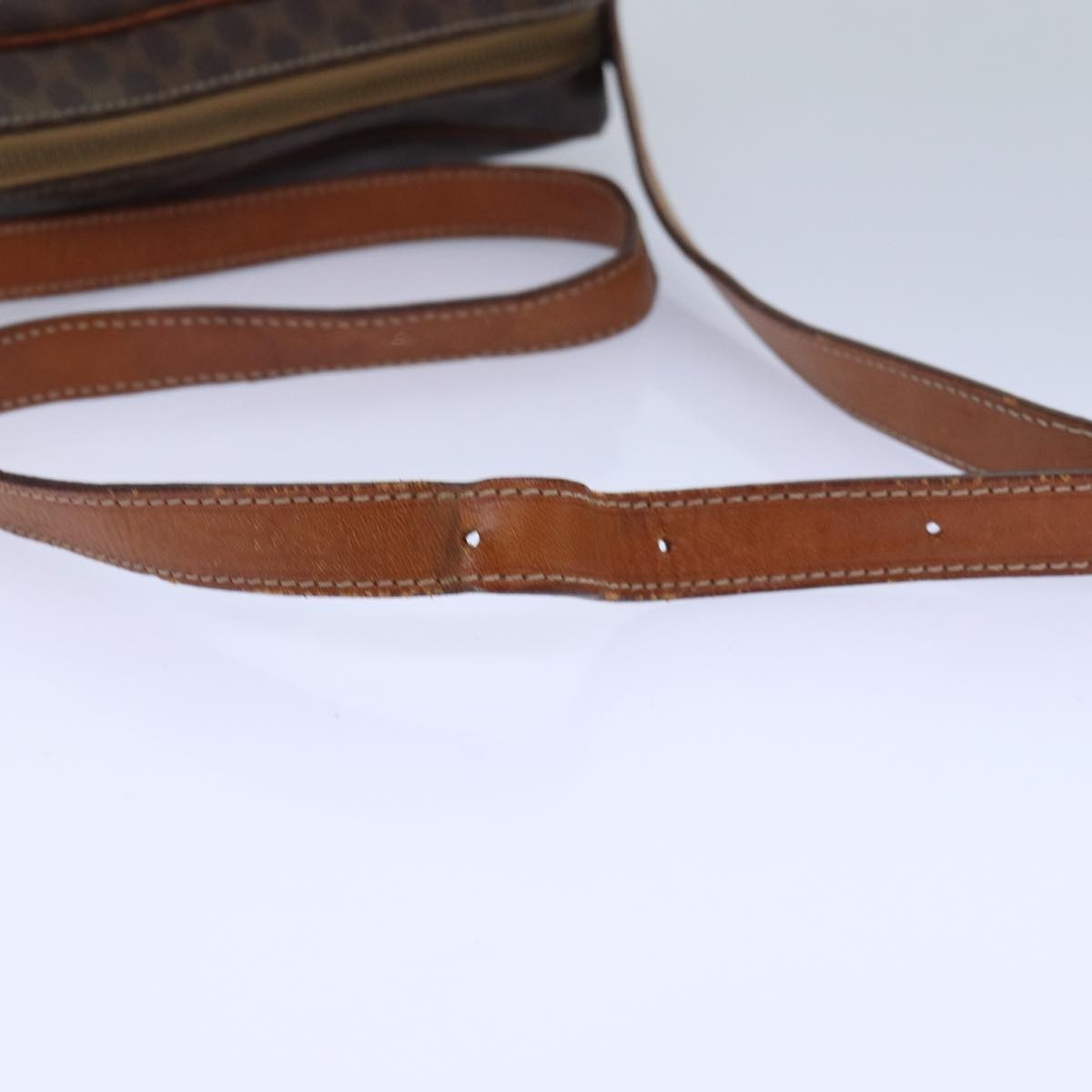 CELINE Macadam Canvas Shoulder Bag Pvc Leather Brown Gold - 7