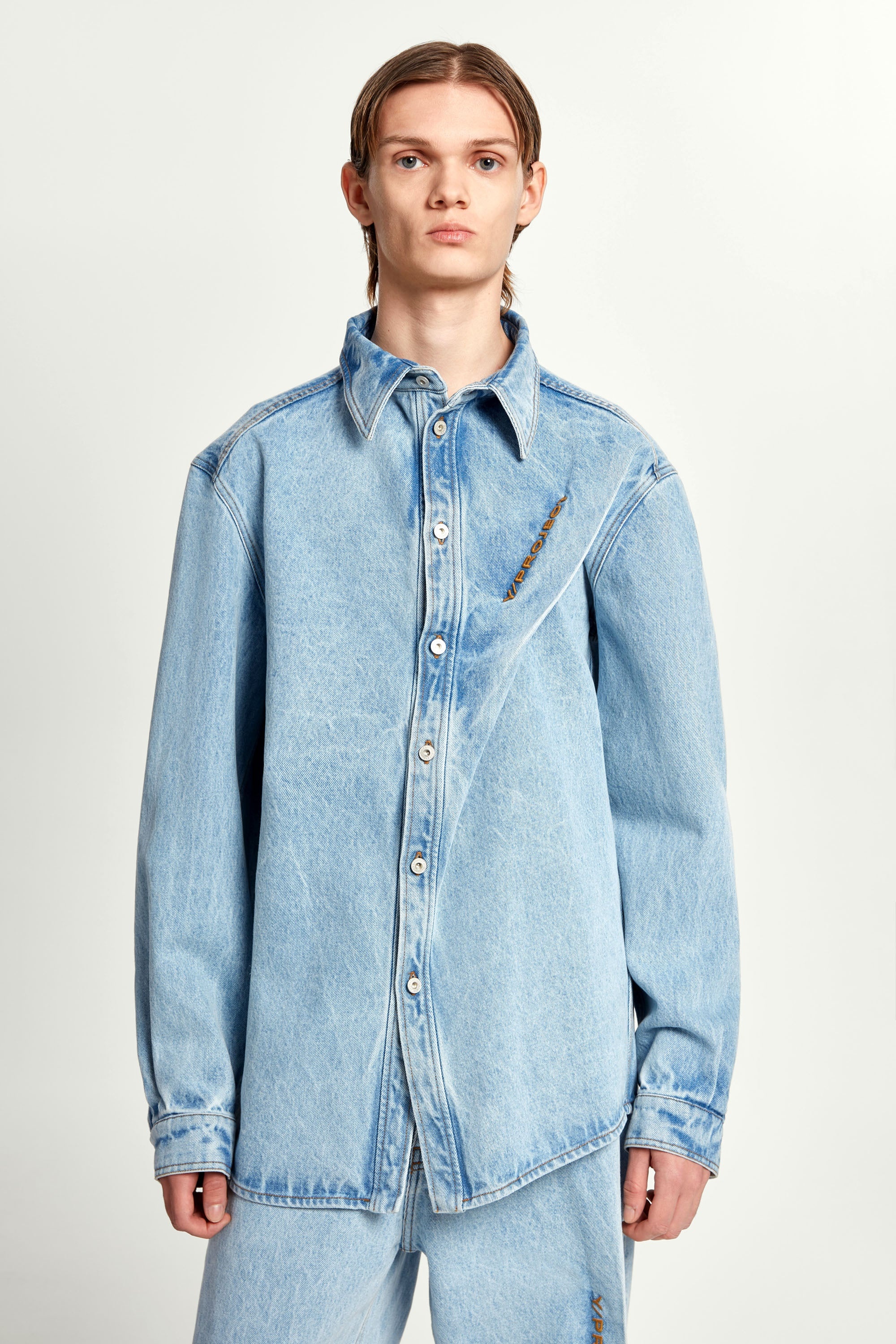 Pinched Logo Denim Shirt - 3
