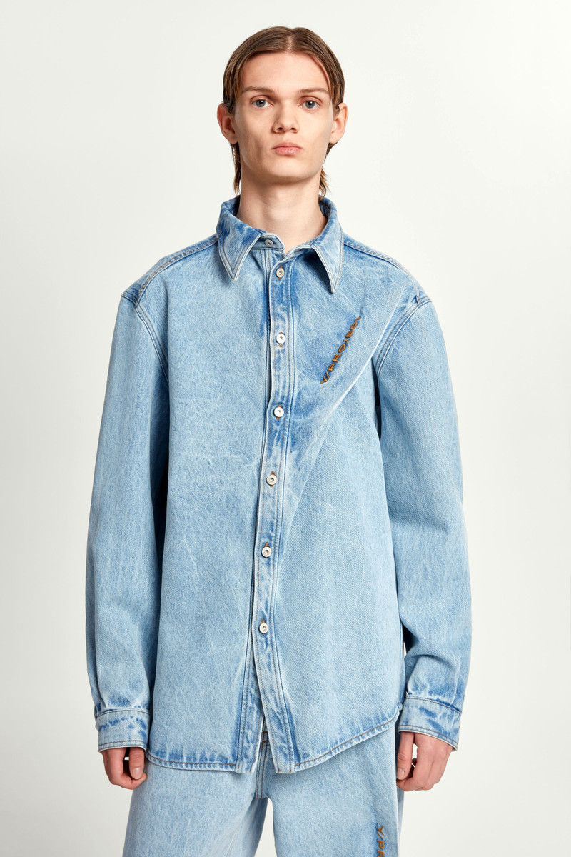Pinched Logo Denim Shirt 3