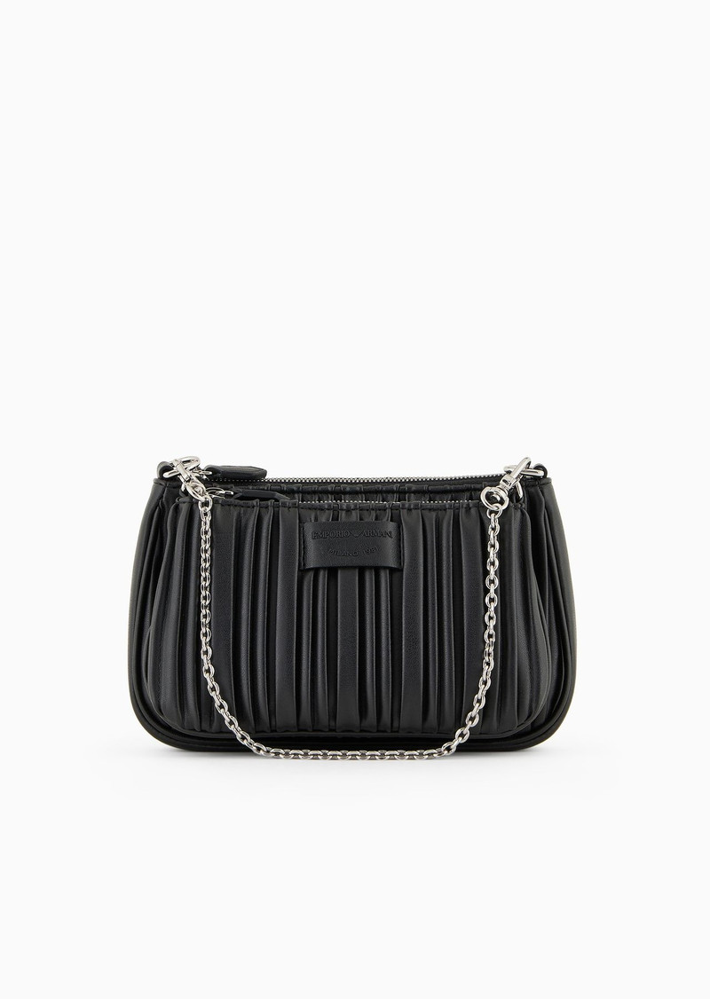 ASV double mini shoulder bag in pleated, recycled faux nappa leather 1