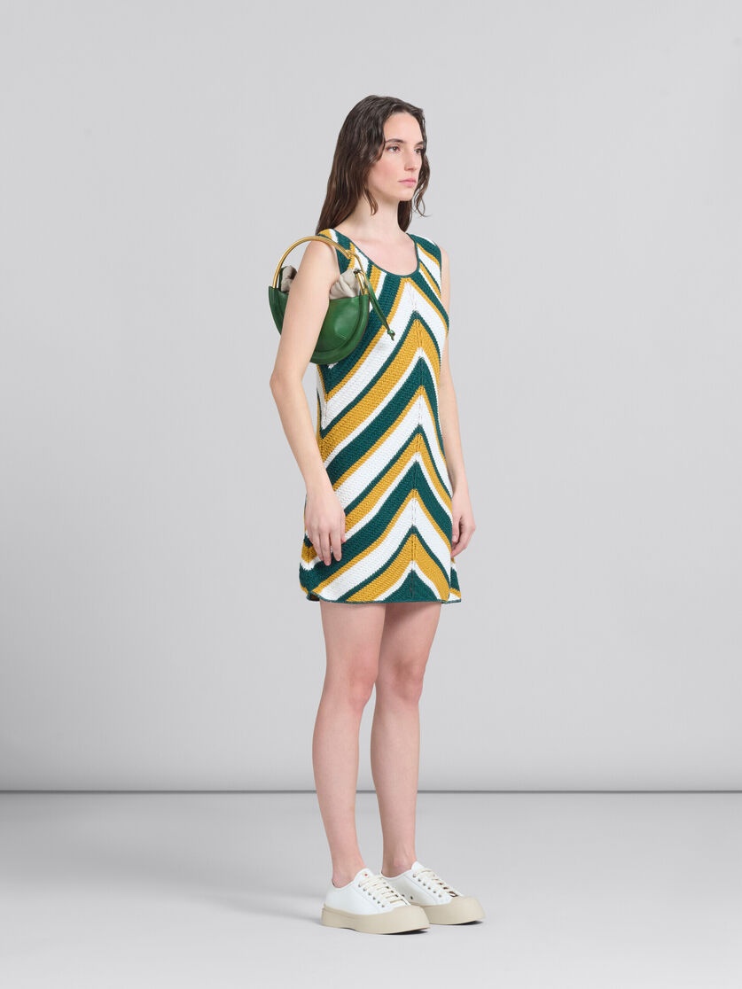 TEAL AND YELLOW CROCHET DRESS WITH CHEVRON PATTERN - 6