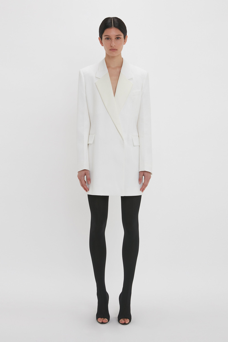 Victoria Beckham Exclusive Fold Shoulder Detail Dress In Ivory outlook
