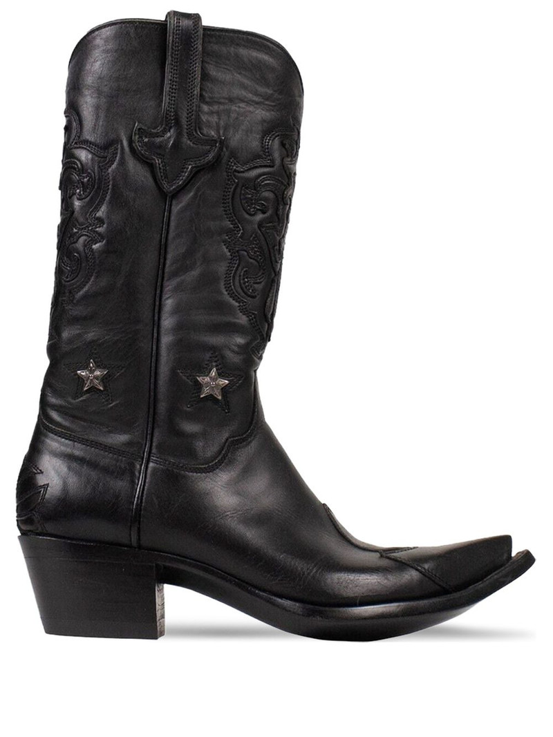 star-appliqué leather boots 1