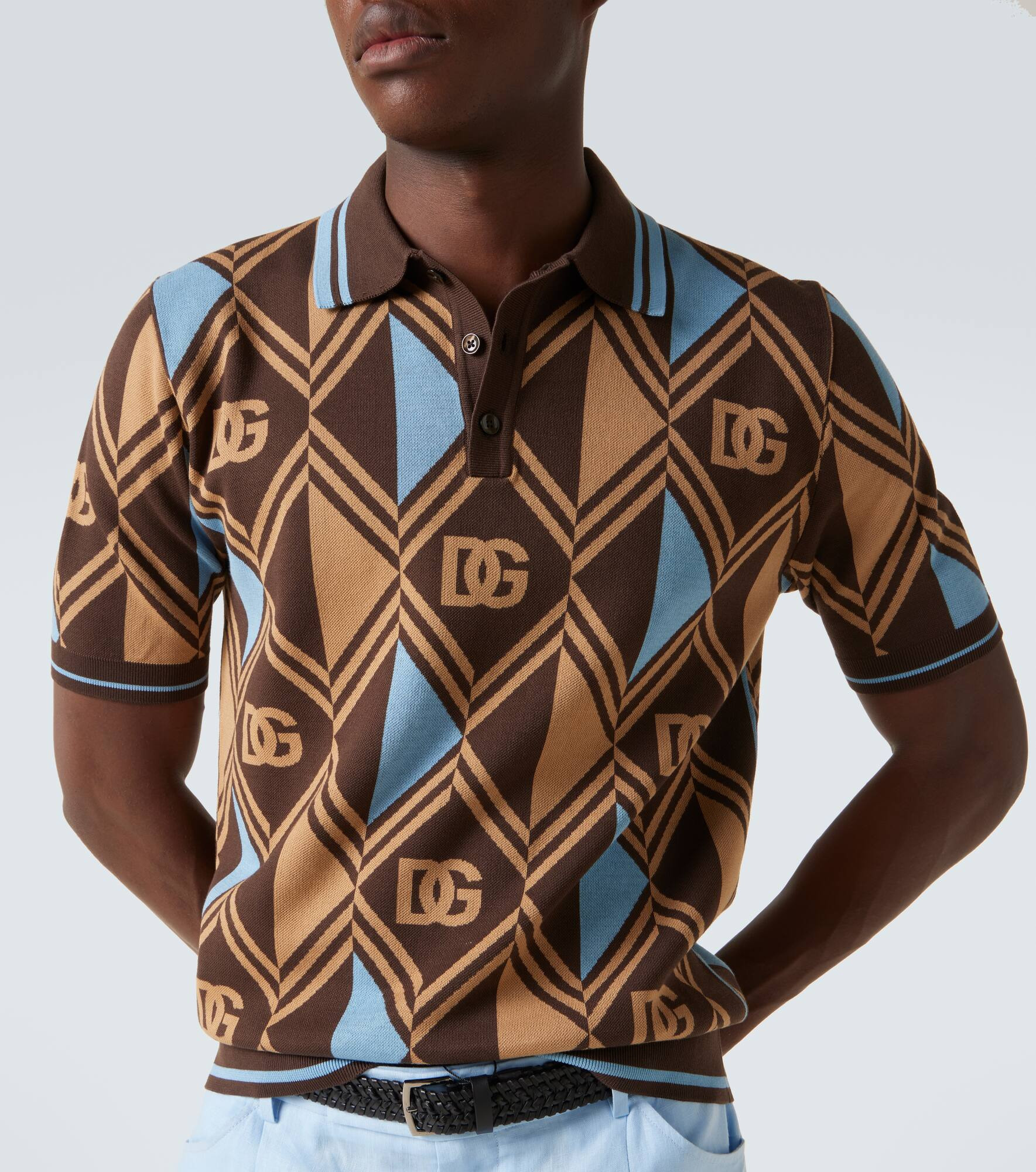 DG jacquard cotton piqué polo shirt - 5