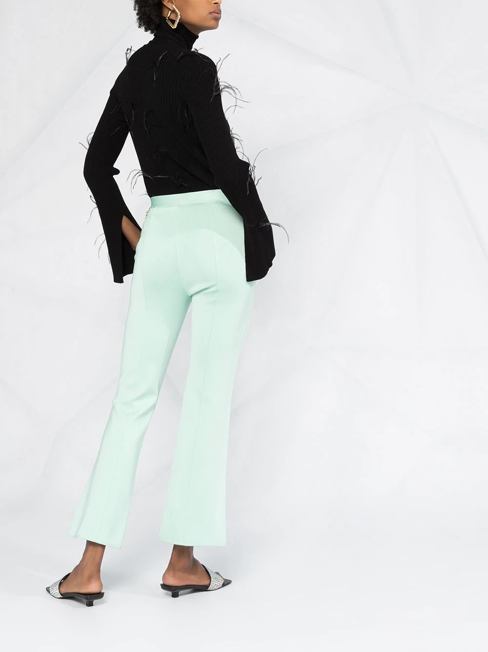 chain-detail flared trousers - 6