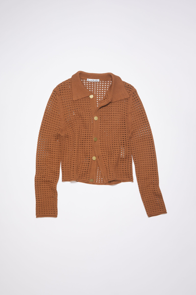 Knitted cardigan - Cognac brown 6