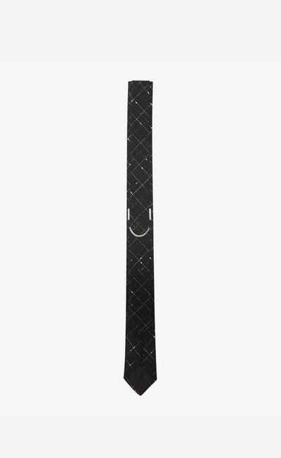 SAINT LAURENT narrow tie in slub wool check outlook