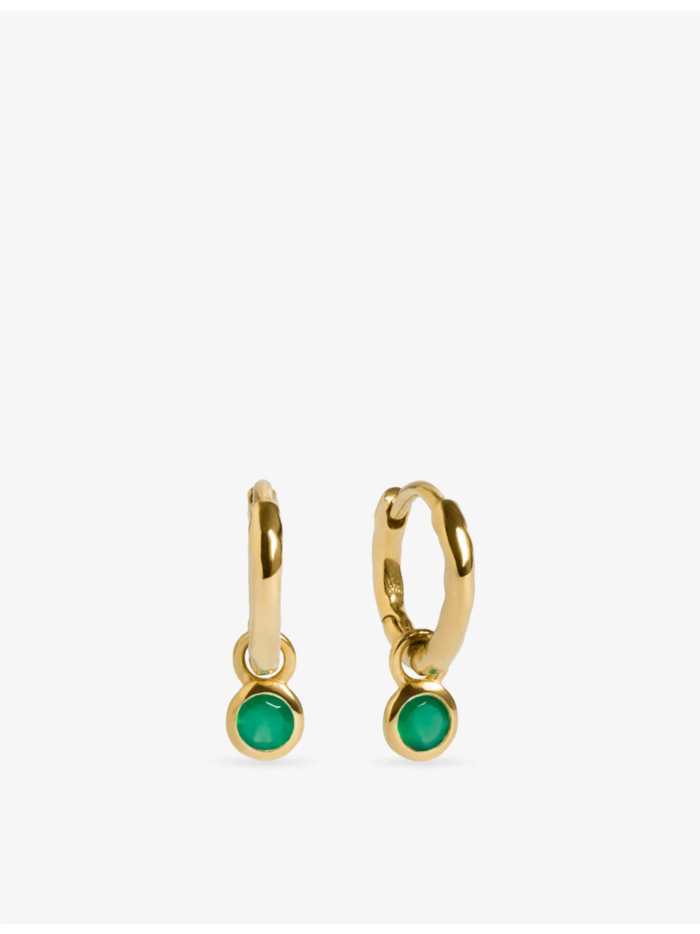 May Birthstone 18ct Yellow-Gold Vermeil and Green Onyx Huggie Earrings - 1