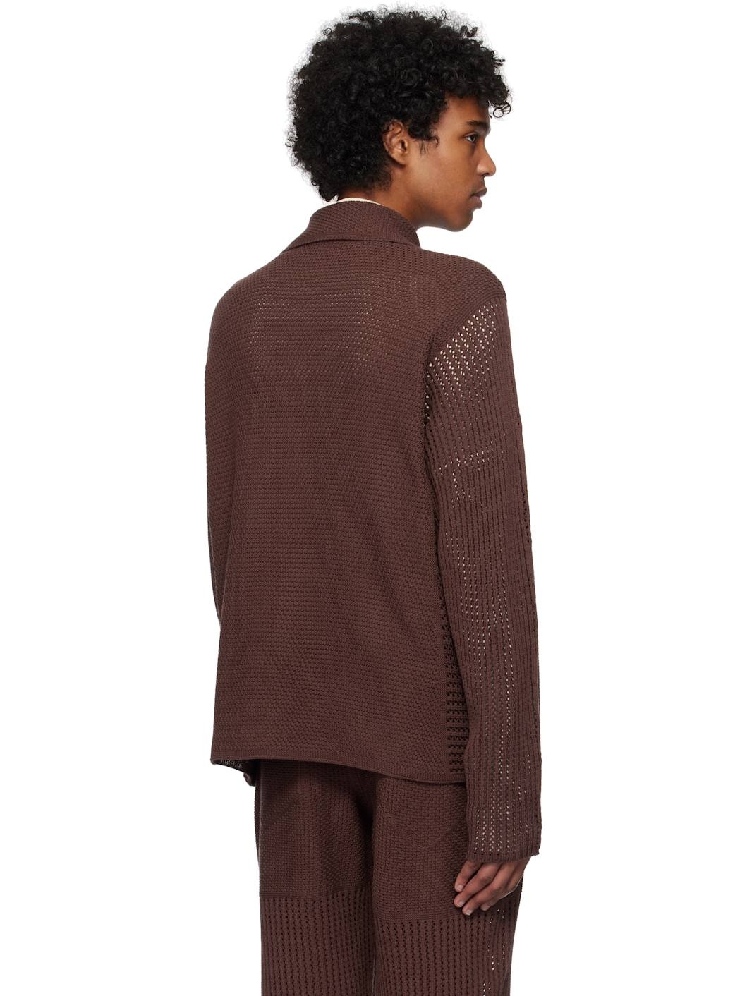 Brown Rustic Knit Cardigan - 3