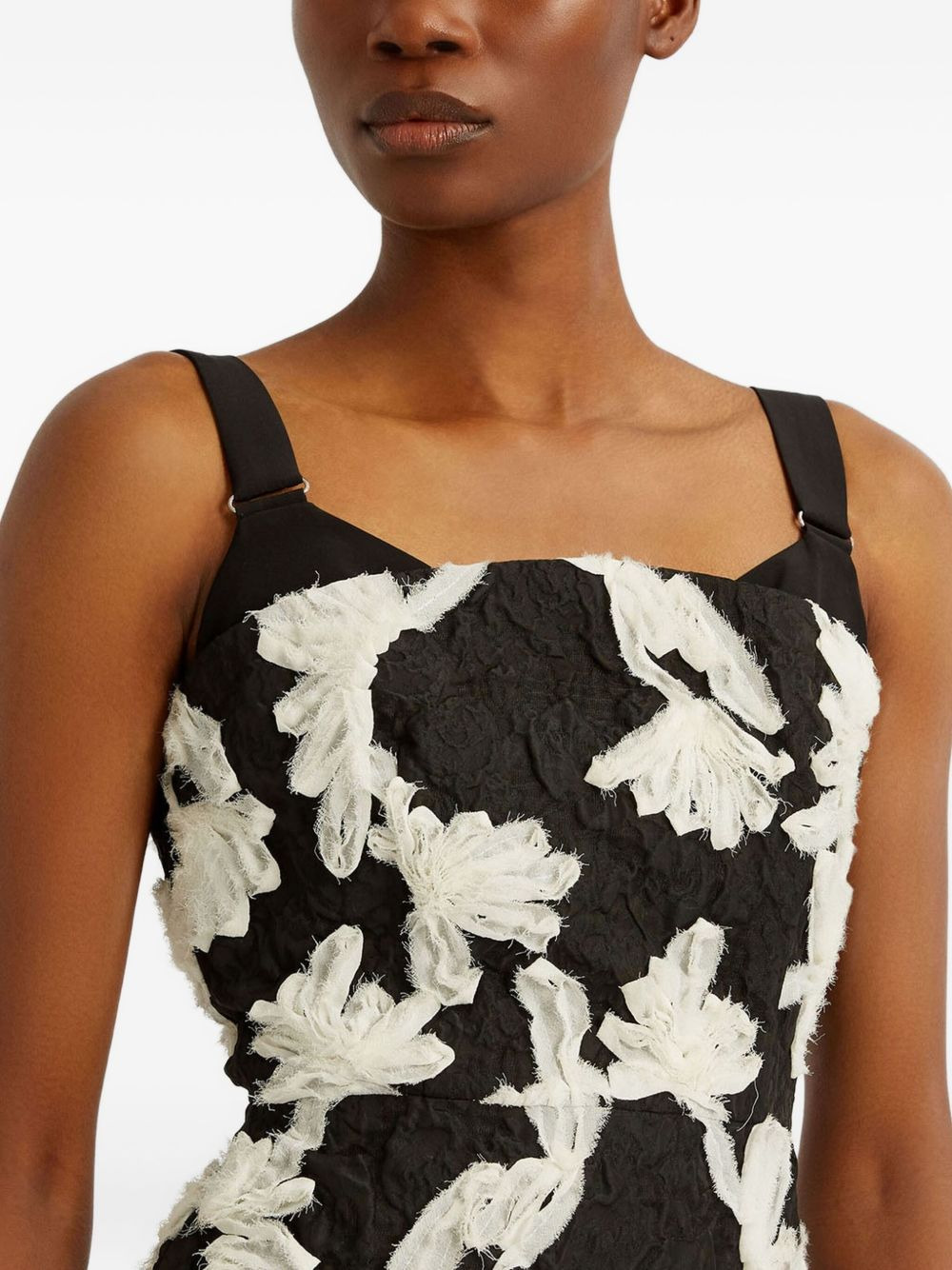 floral-applique sleeveless dress - 4