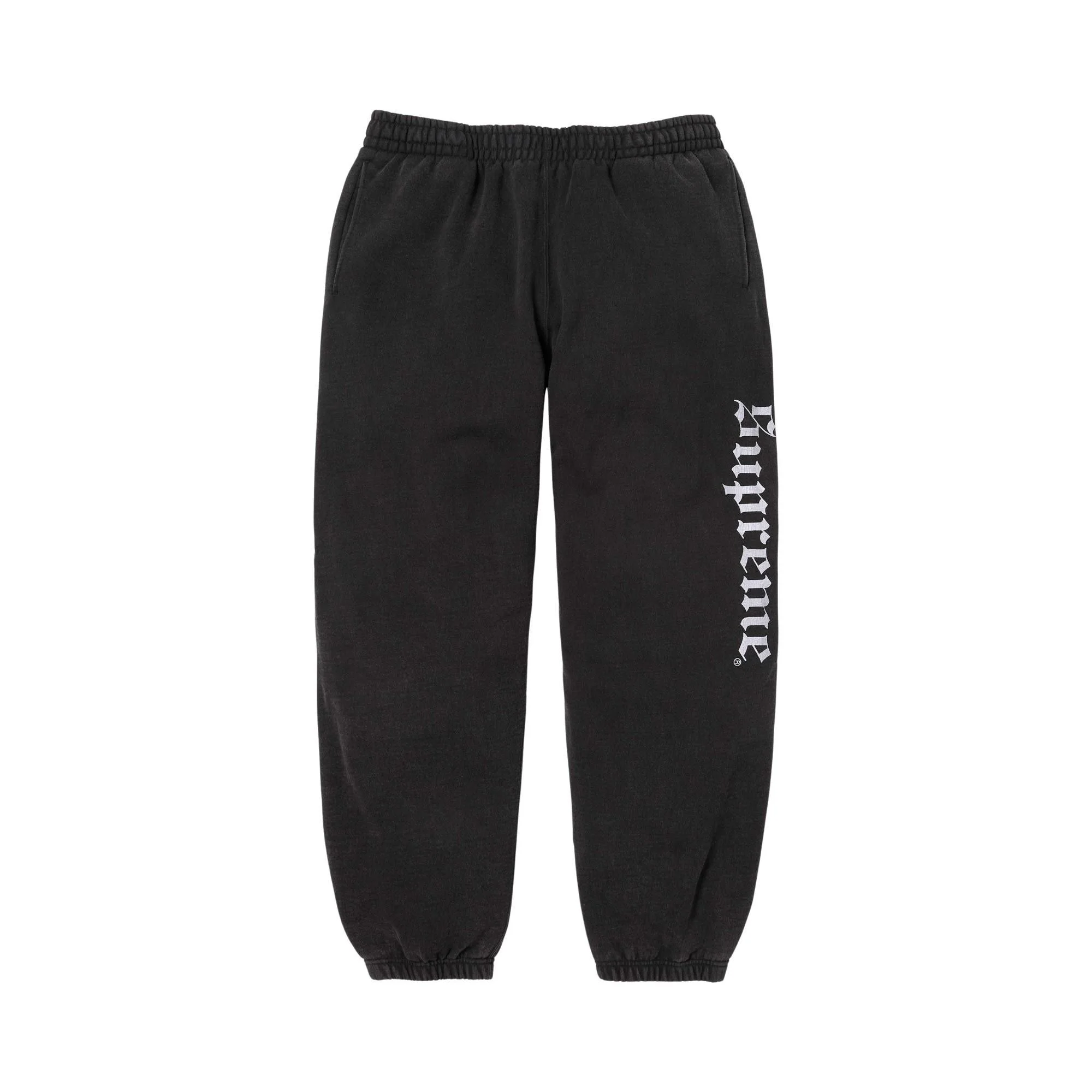 Supreme Washed Old English Sweatpant 'Black' - 1