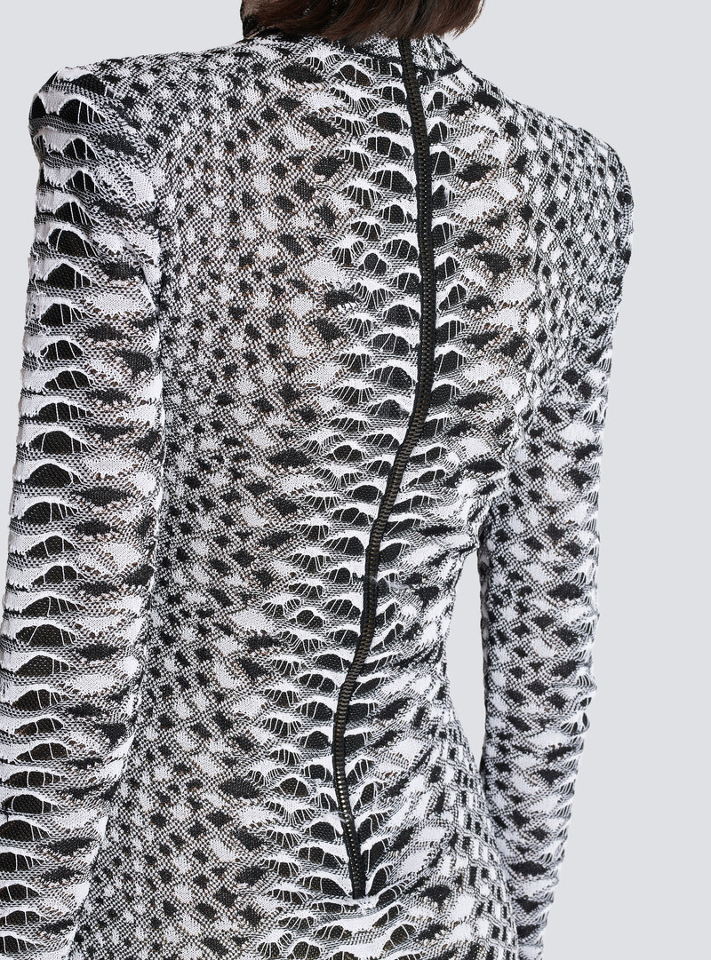 Short snakeskin textured knit dress 8
