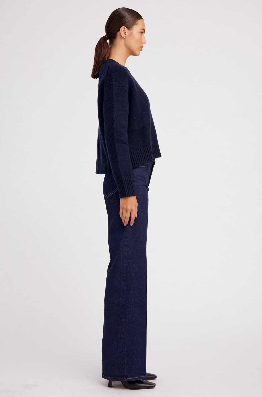 NAVY HEAVY CASHMERE SWEATER - 5