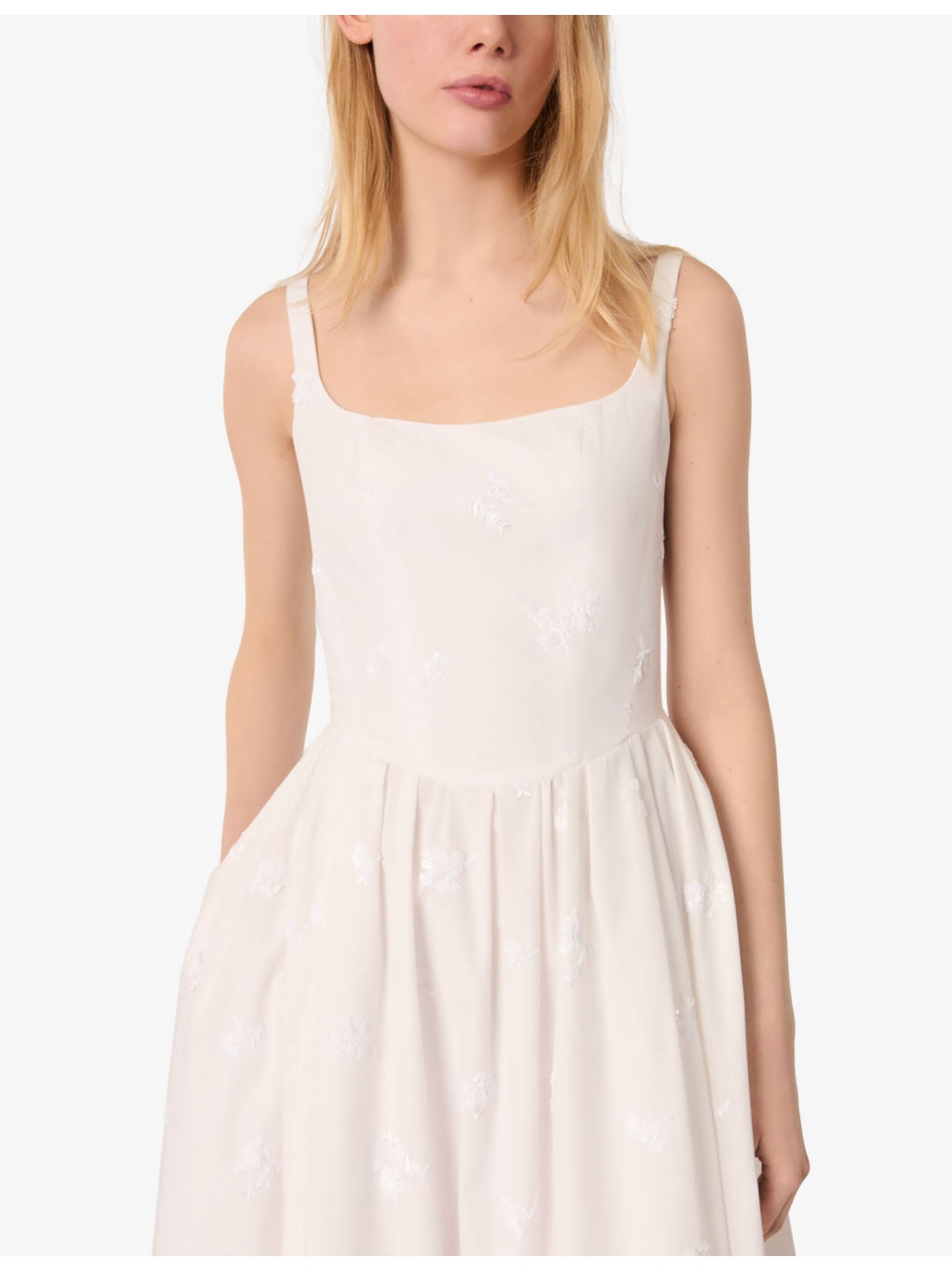 Floral-Embroidered Sequin-Embellished Woven Midi Dress - 5