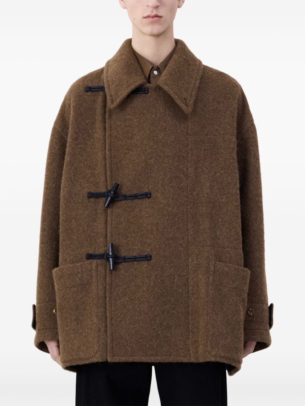 belted felted duffle jacket - 3