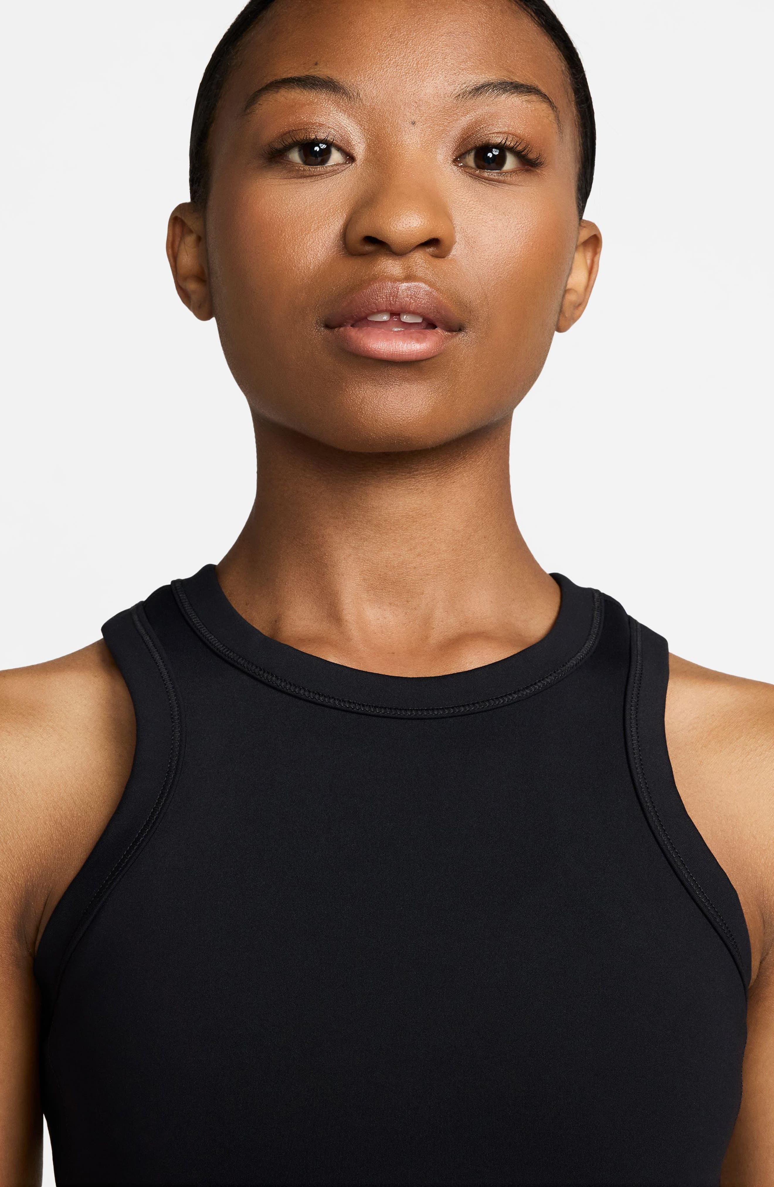 Nike One Fitted Dri-FIT Cropped Tank Top in Black/Black at Nordstrom - 4