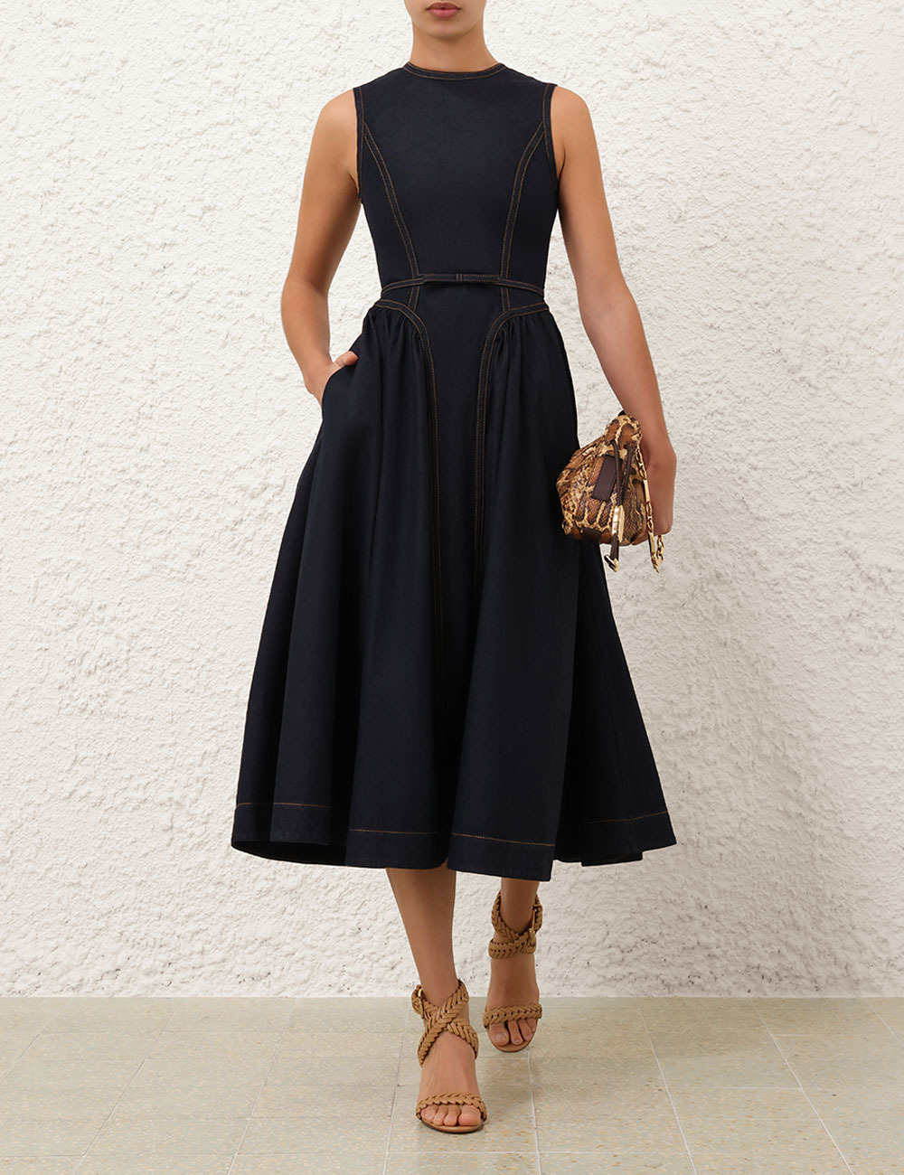 DENIM PANELLED MIDI DRESS - 2