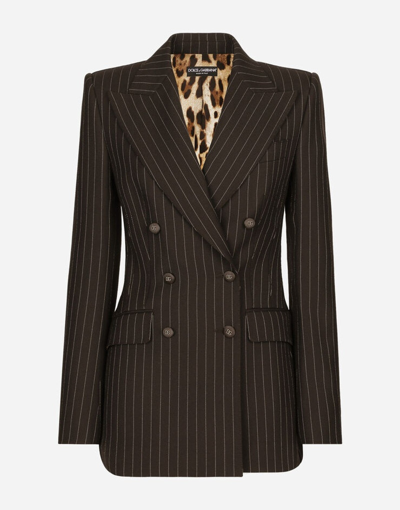 Double-breasted pinstripe wool Turlington jacket 1