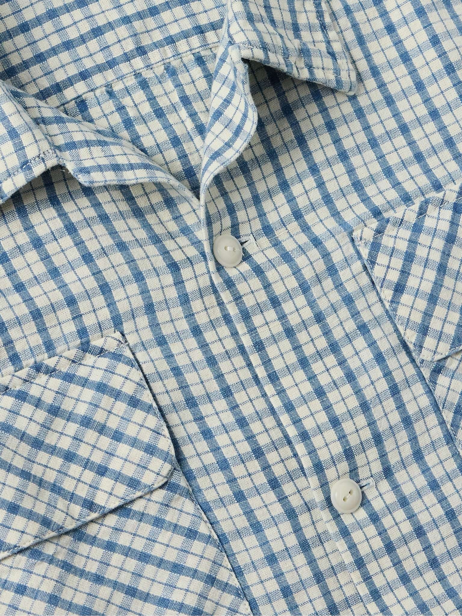 Convertible-Collar Checked Cotton and Linen-Blend Shirt - 4